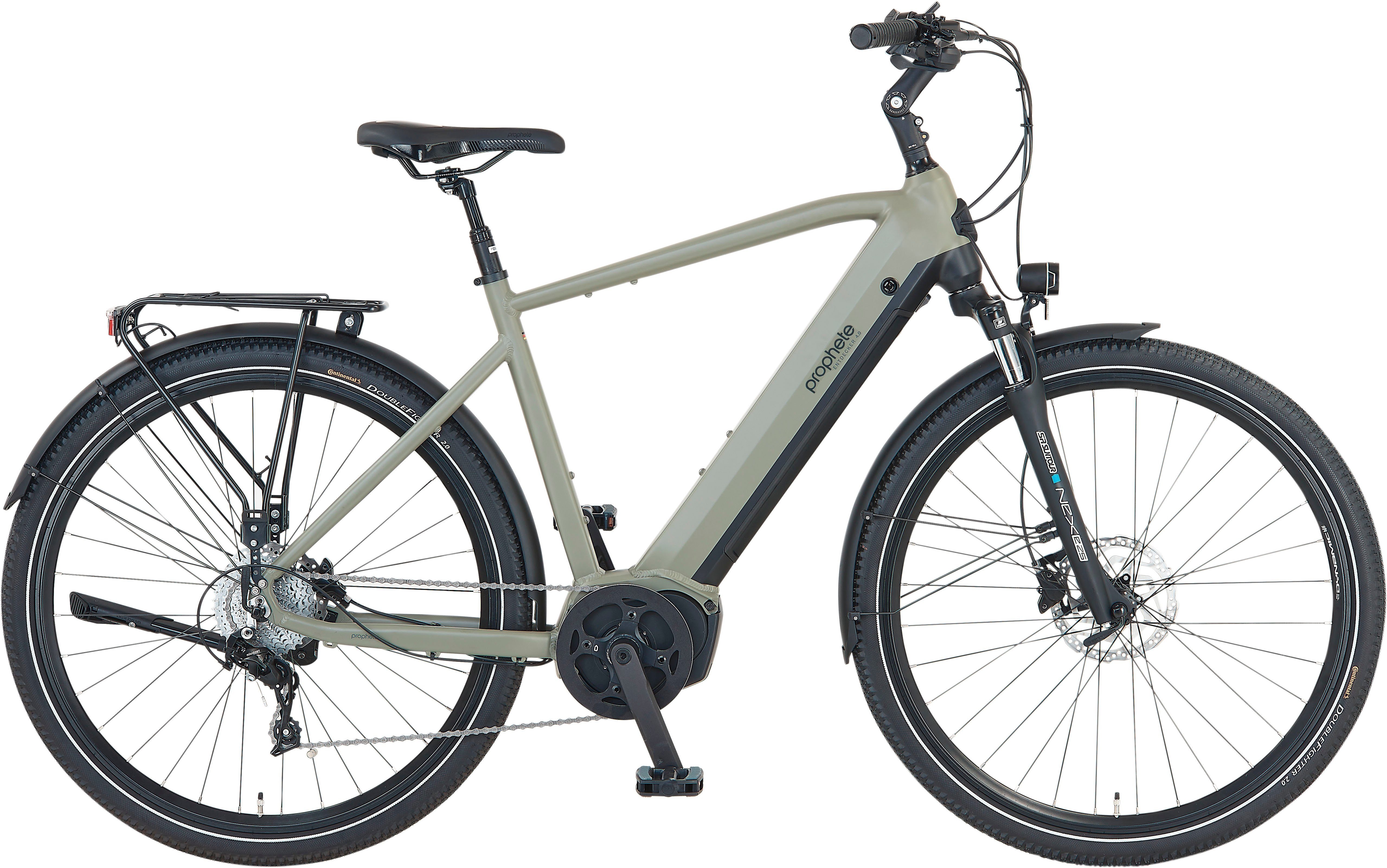 Prophete E-Bike Entdecker 4.0, 10 Gang microSHIFT RD-M61S Schaltwerk, Kettenschaltung, Mittelmotor, 540 Wh Akku, Pedelec, Elektrofahrrad für Herren, Trekkingrad