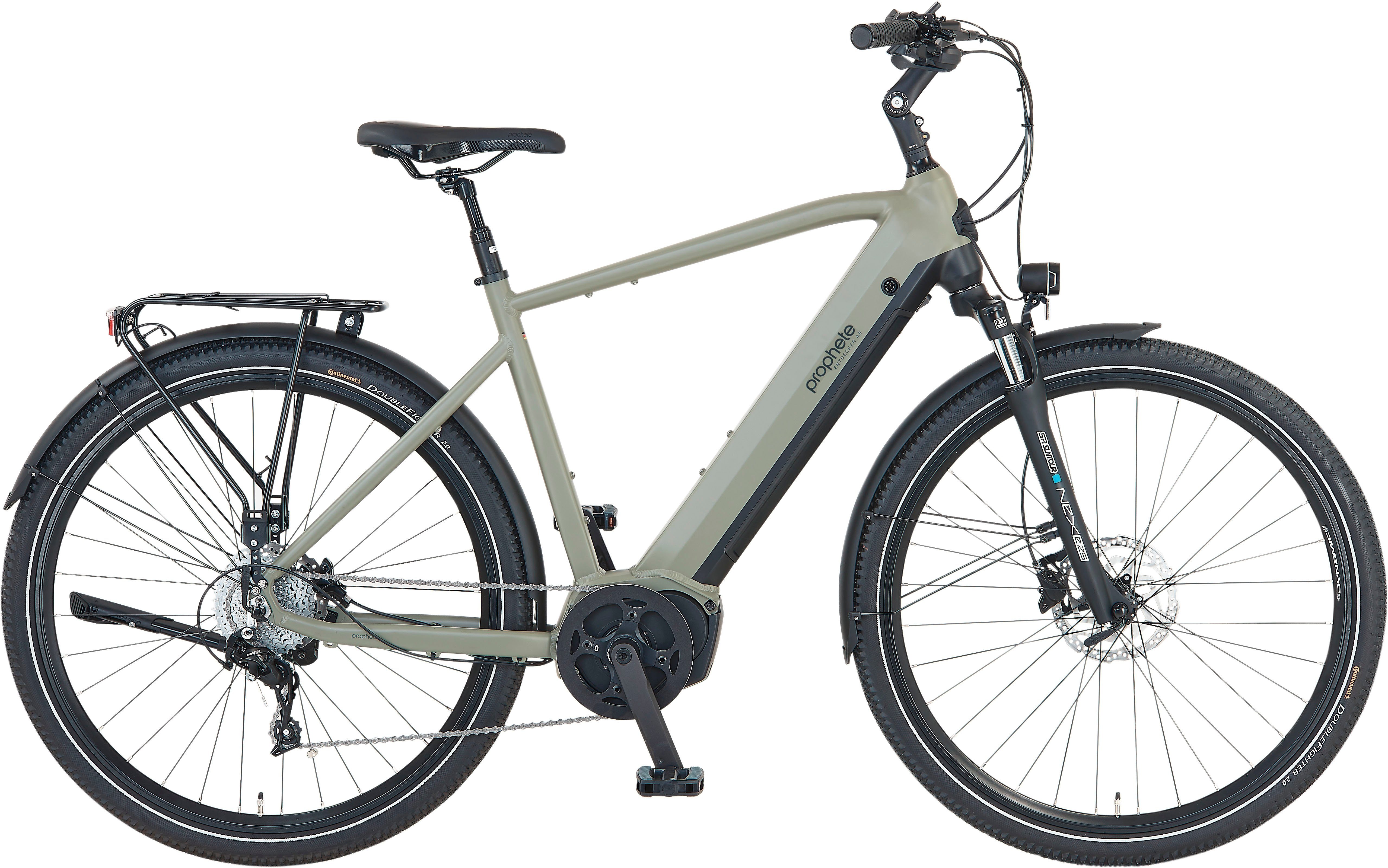 Prophete E-Bike Trekkingrad Entdecker 4.0, 10 Gang microSHIFT RD-M61S Schaltwerk, Kettenschaltung, Mittelmotor, 540 Wh, Pedelec, Elektrofahrrad für Herren