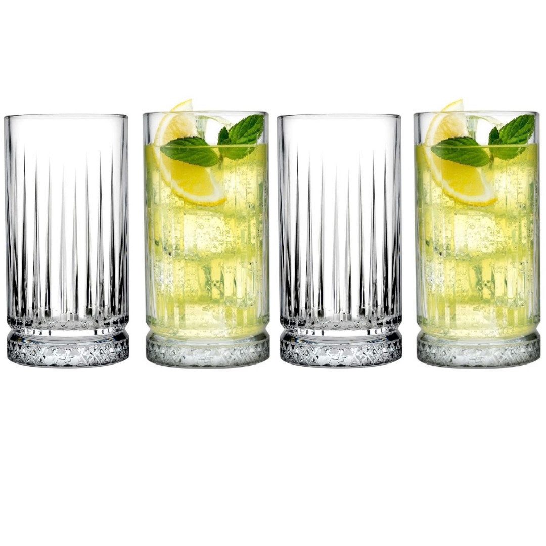 Pasabahce Скло-Set Elysia Longdrinkglas, Glas, 445 ml – 4er Set für stilvolle Getränkeservierung
