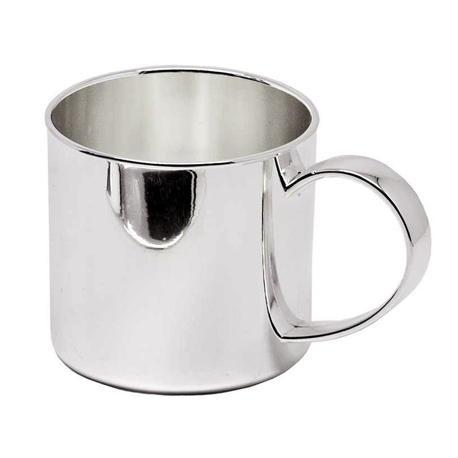 EDZARD Gläser-Set Linda, Messing, Trinkbecher mit Henkel, Tasse mit Silber-Optik, versilbert, 100 ml