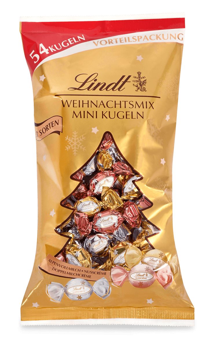 LINDT Schokolade XXL Mischbeutel Glamour Mini Kugeln Vollmilch Schokolade Geschenk 268g, 1 x 268 g, 1 St.