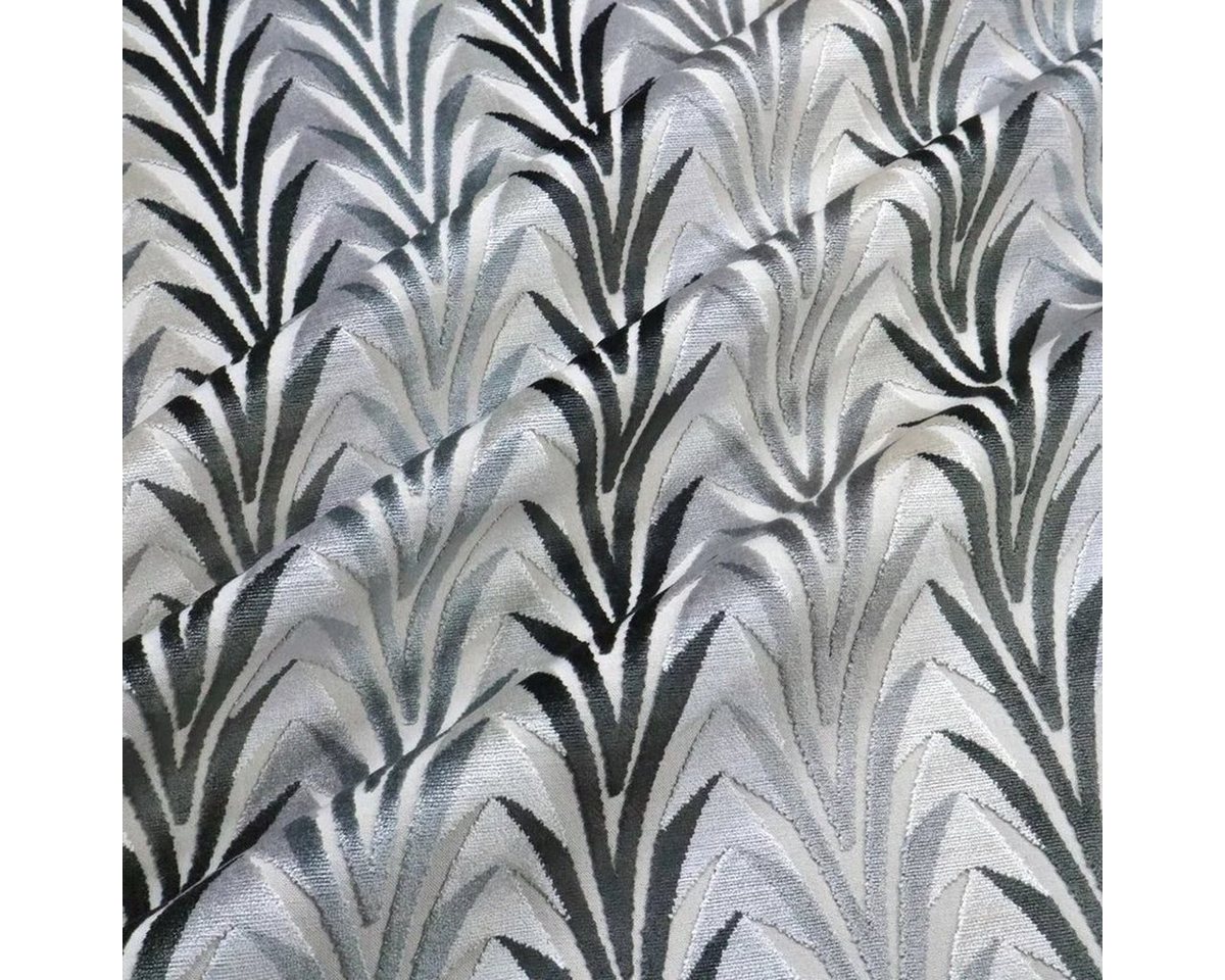 Thumbnail - Stofferia Stoff Polsterstoff Samt Jacquard Velika Charcoal, Breite 137 cm, Meterware