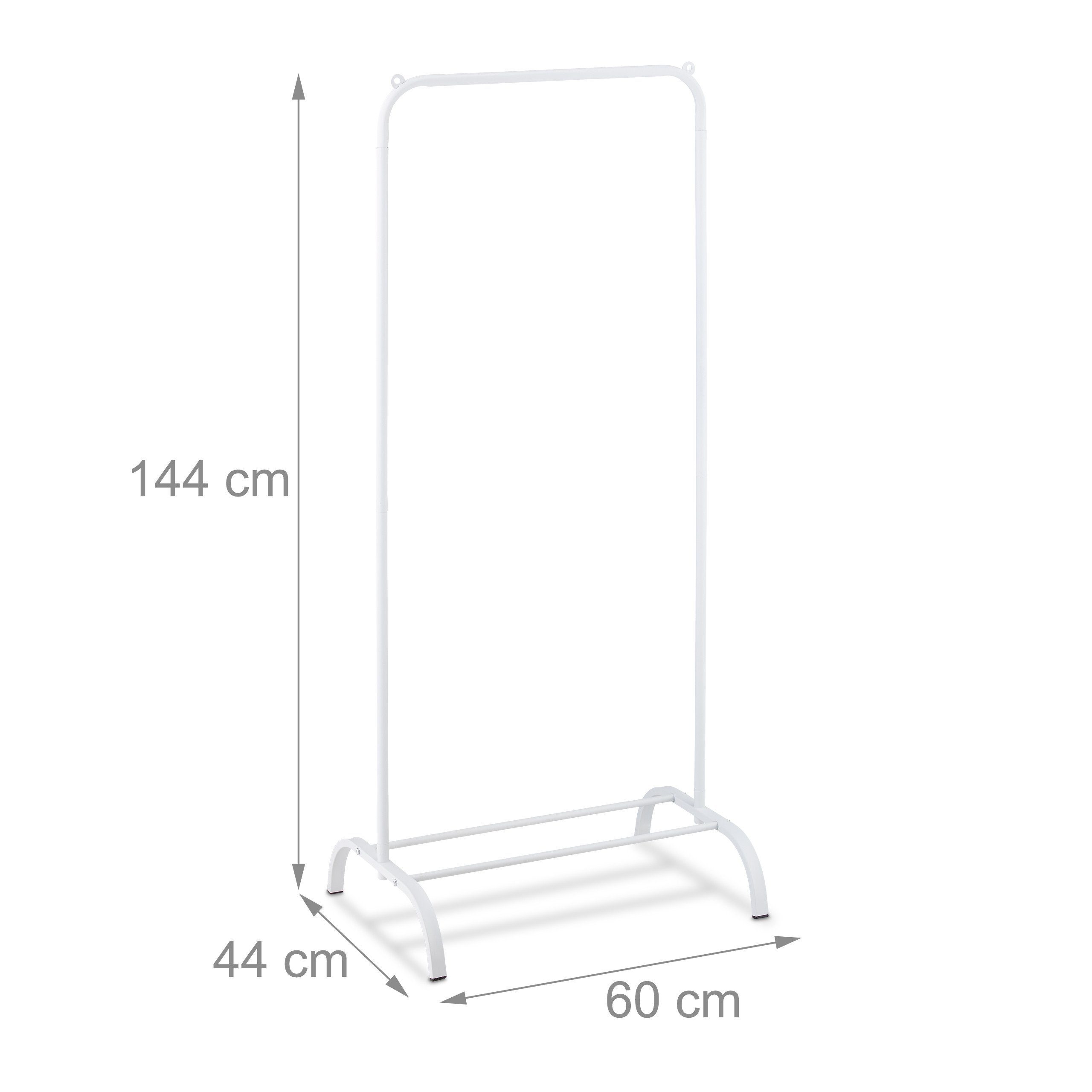 relaxdays Garderobenständer Metall Kleiderständer mit Ablage, weiß