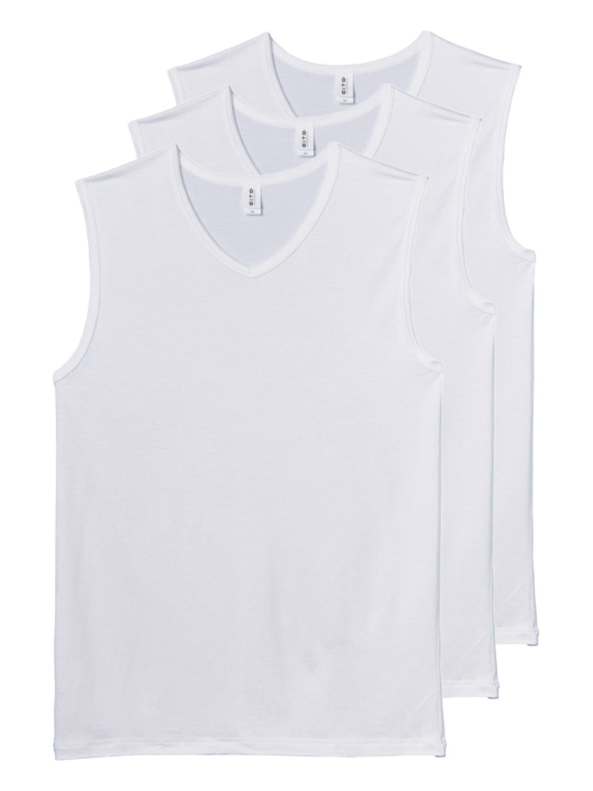 CiTO Achselhemd 3er Pack Herren City-Shirt V-Ausschnitt MicroModal (Packung, 3-St) -