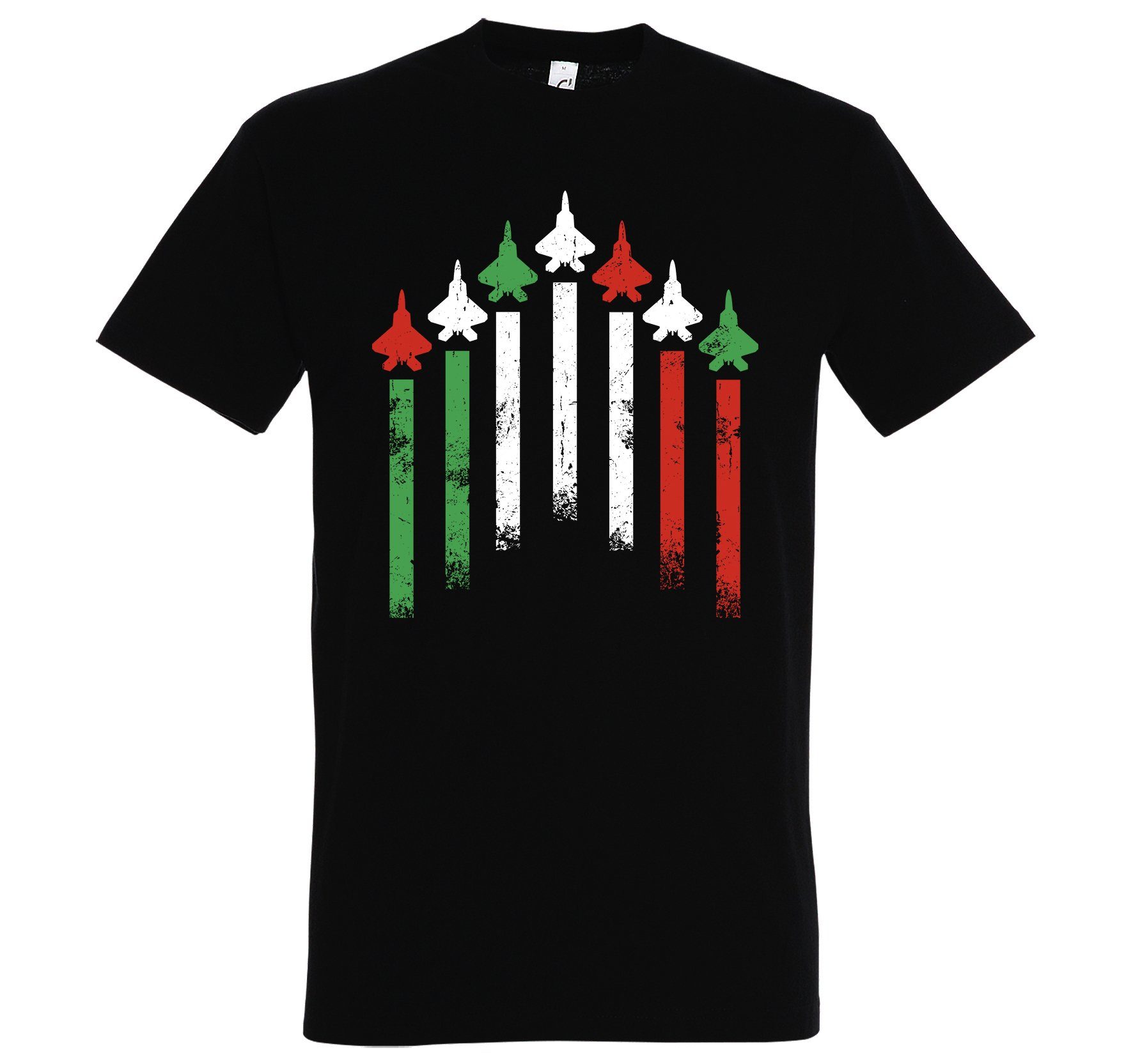 Youth Designz T-Shirt Italien Flagge Jets Herren Shirt mit trendigem Frontprint Schwarz