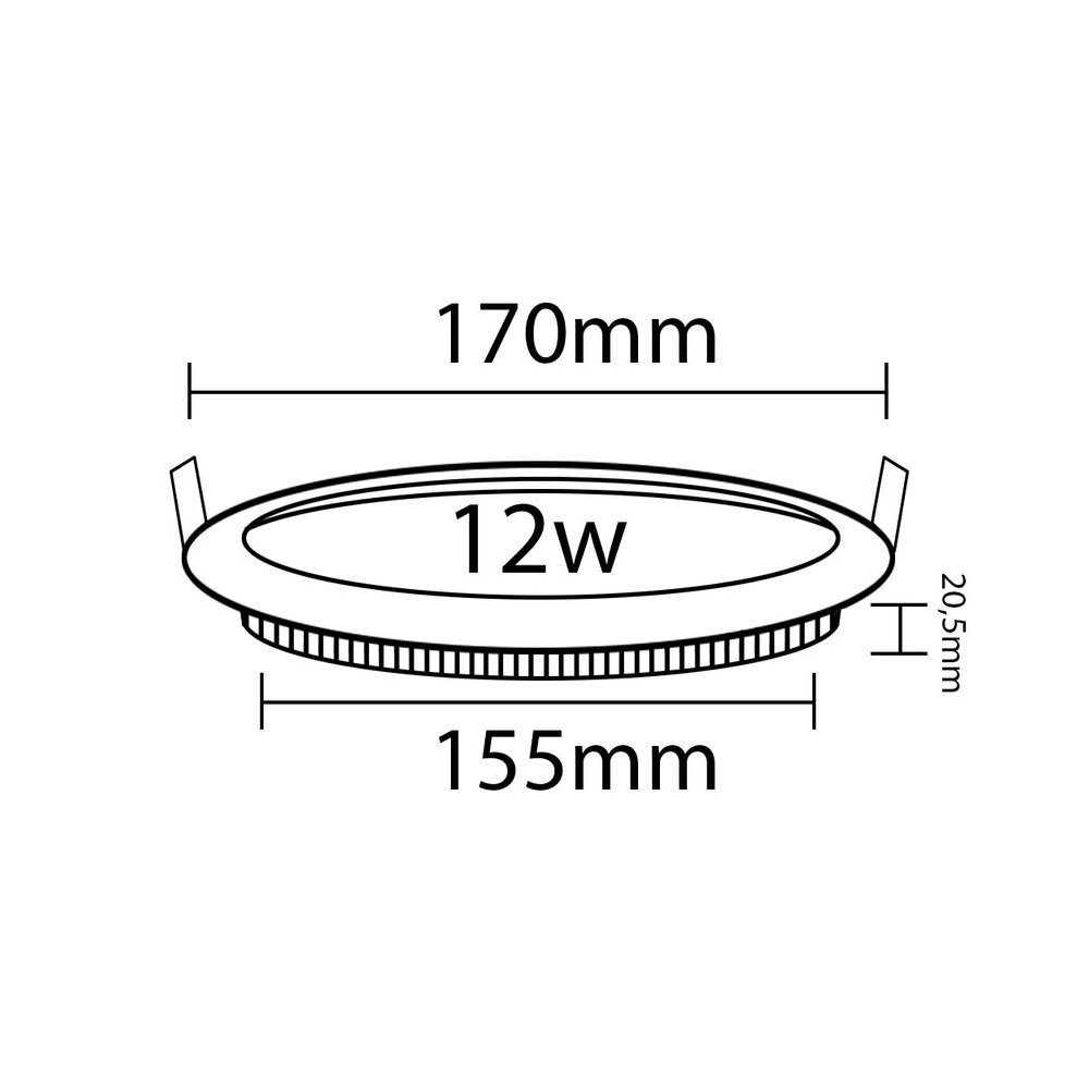 V-TAC LED Panel 12W LED Slim Panel Einbauleuchte Einbaupanel Einbauspot Rund Ø 170 mm, Neutralweiß, LED Panele Unterputz 12 Watt Neutralweiß, 170x25mm, Form: rund
