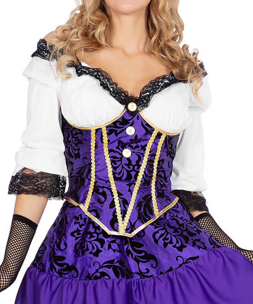 Karneval-Klamotten Piraten-Kostüm Damen Hochwertig Piratenbraut lila weiß gold, Piratin Kostüm Damen Seeräuberin Karneval Fasching Frauenkostüm