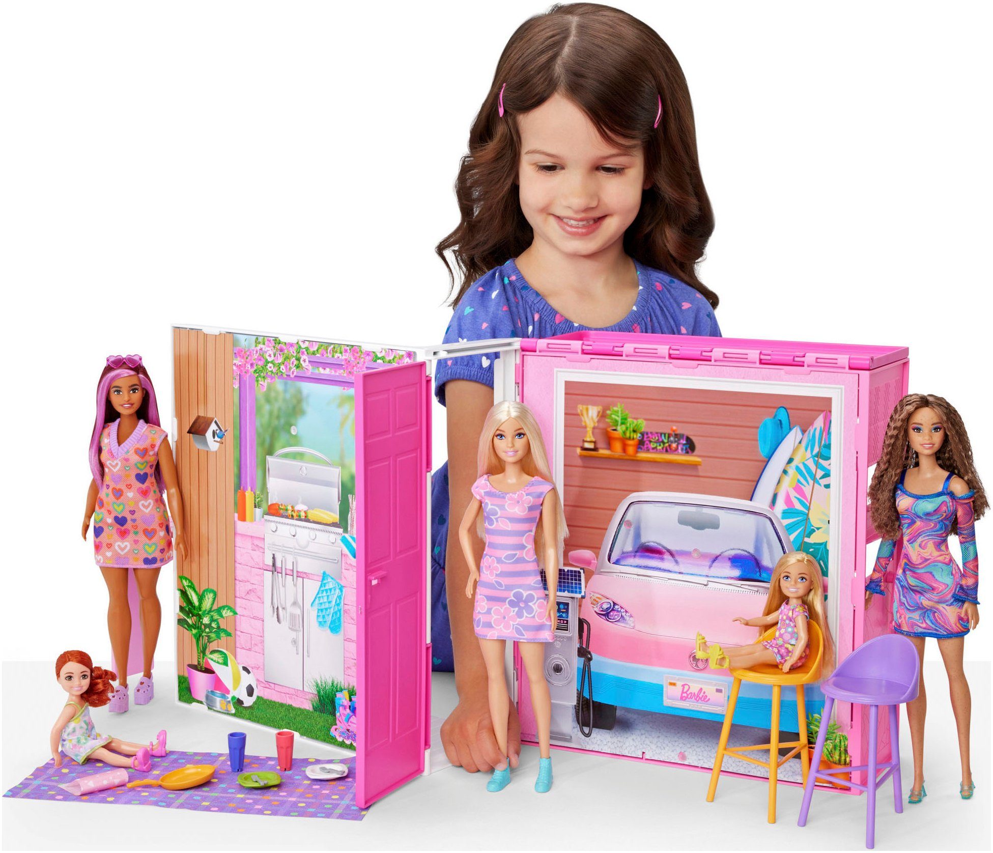 Barbie Puppenhaus Mitnehmhaus, inklusive einer Barbie günstig online kaufen