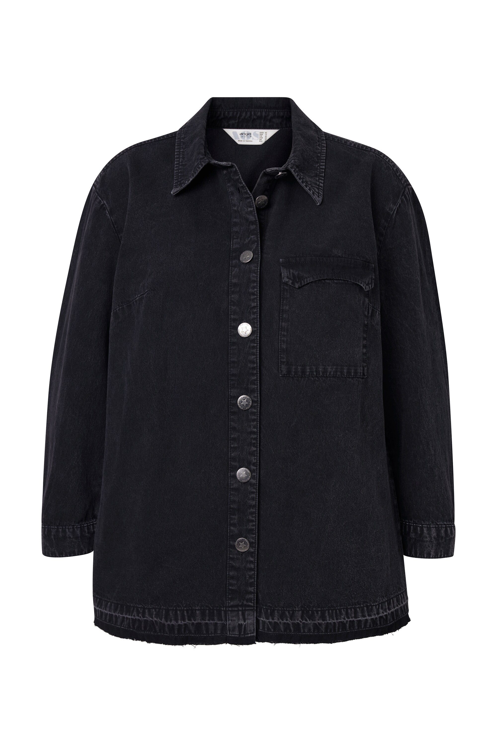 Angel of Style Hemdbluse Hemdbluse A-Linie Jeans Fransenkanten günstig online kaufen