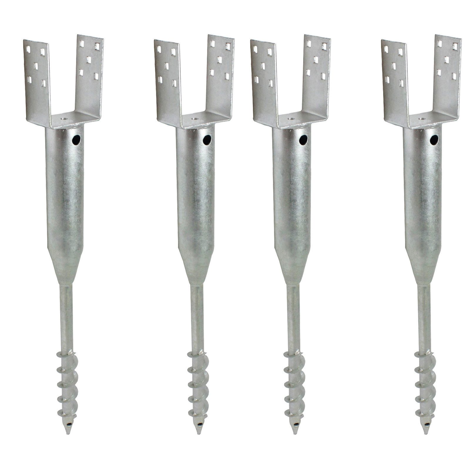 Einschraub-Bodenhülse 4x U-Profil 10x10 cm 86,5 cm lang feuerverzinkt für Vierkanthölzer