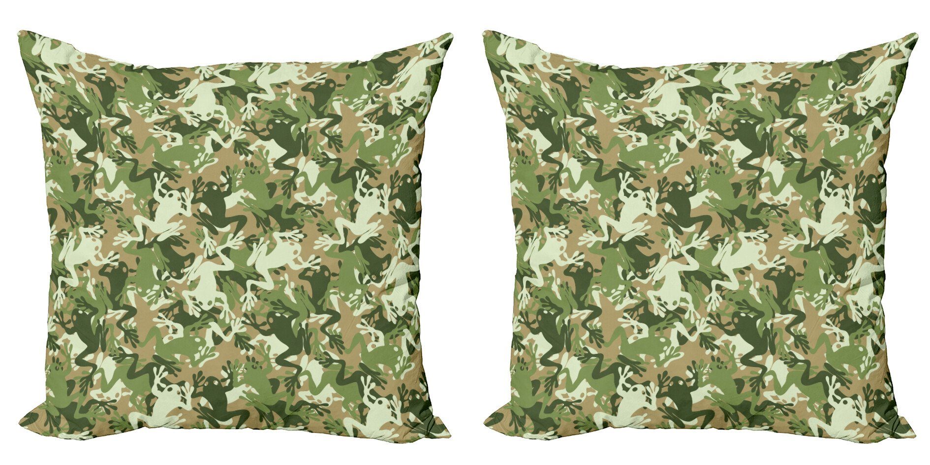 Kissenbezüge Modern Accent Doppelseitiger Digitaldruck, Abakuhaus (2 Stück), Frosch Schädel-Camouflage-Design