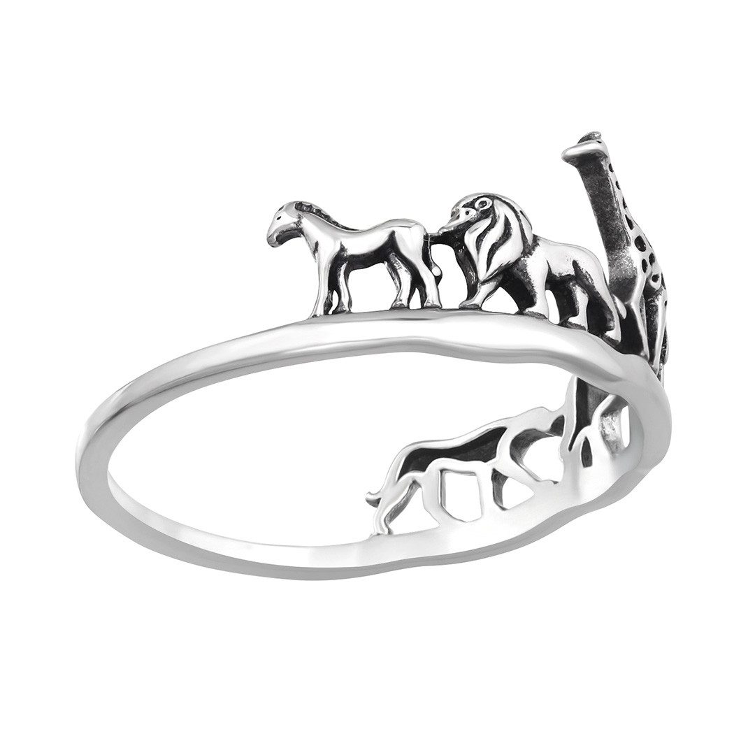 Order & Smile Schmuck Silberring Ring mit Tieren „Safari“ Silber 925 günstig online kaufen