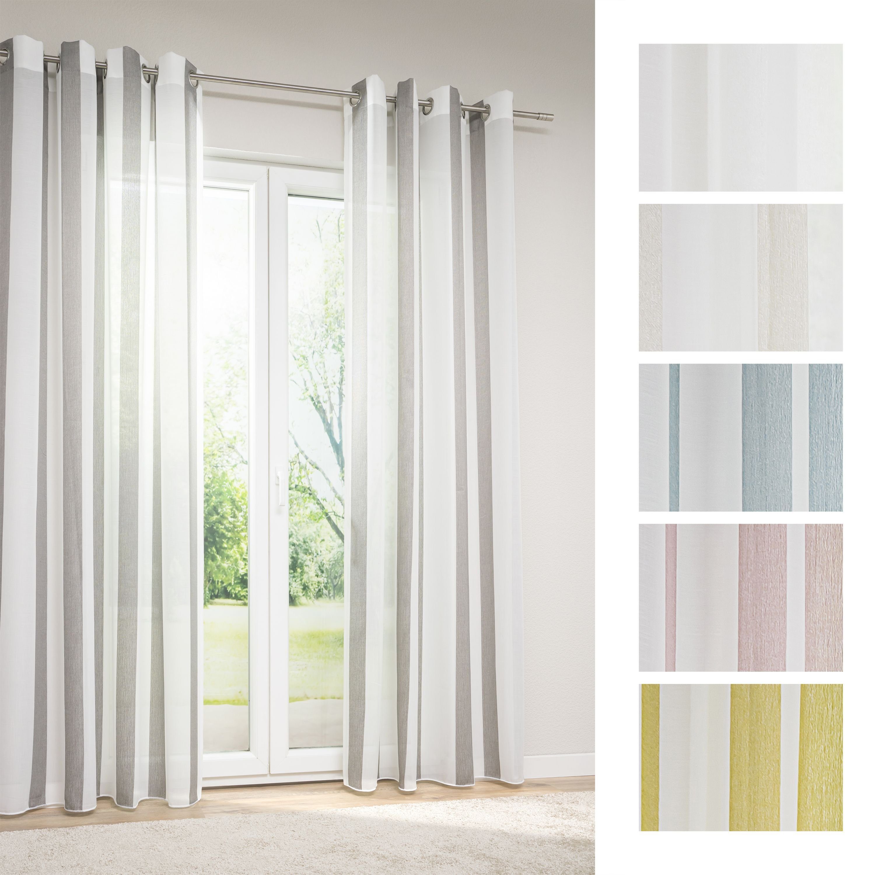 Vorhang Ösenschal Esira, HxB halbtransparent, grau (1 245x144cm St), LYSEL®