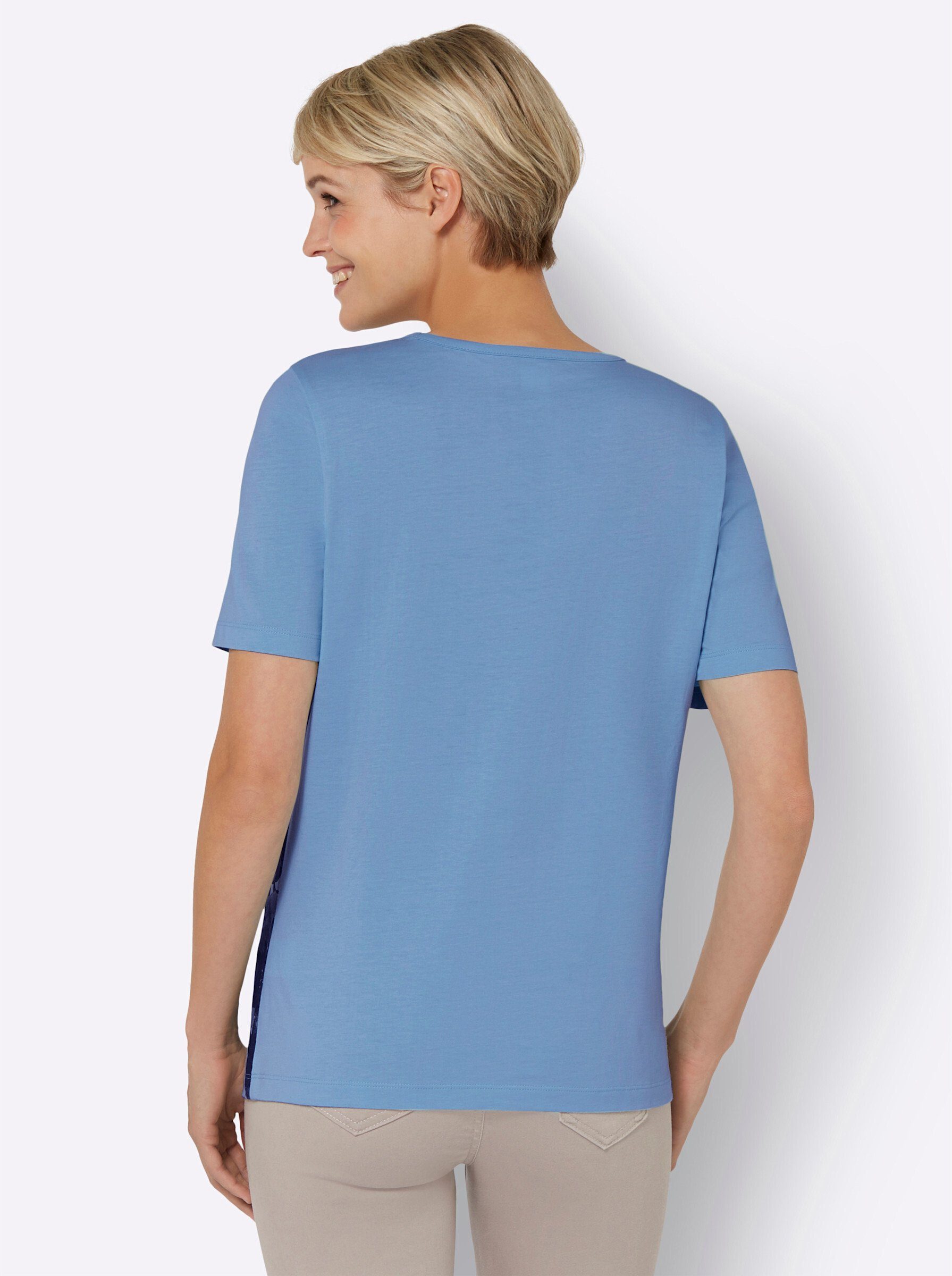 an! T-Shirt himmelblau-bedruckt Sieh