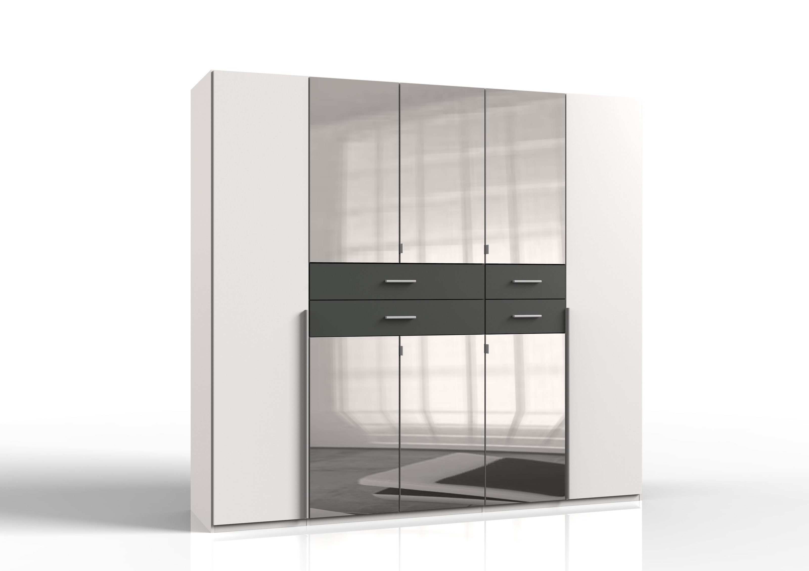 freiraum Kleiderschrank Denver (B/H/T: 225x208x58 cm) in Weiß mit 4 Schubladen und 8 Türen