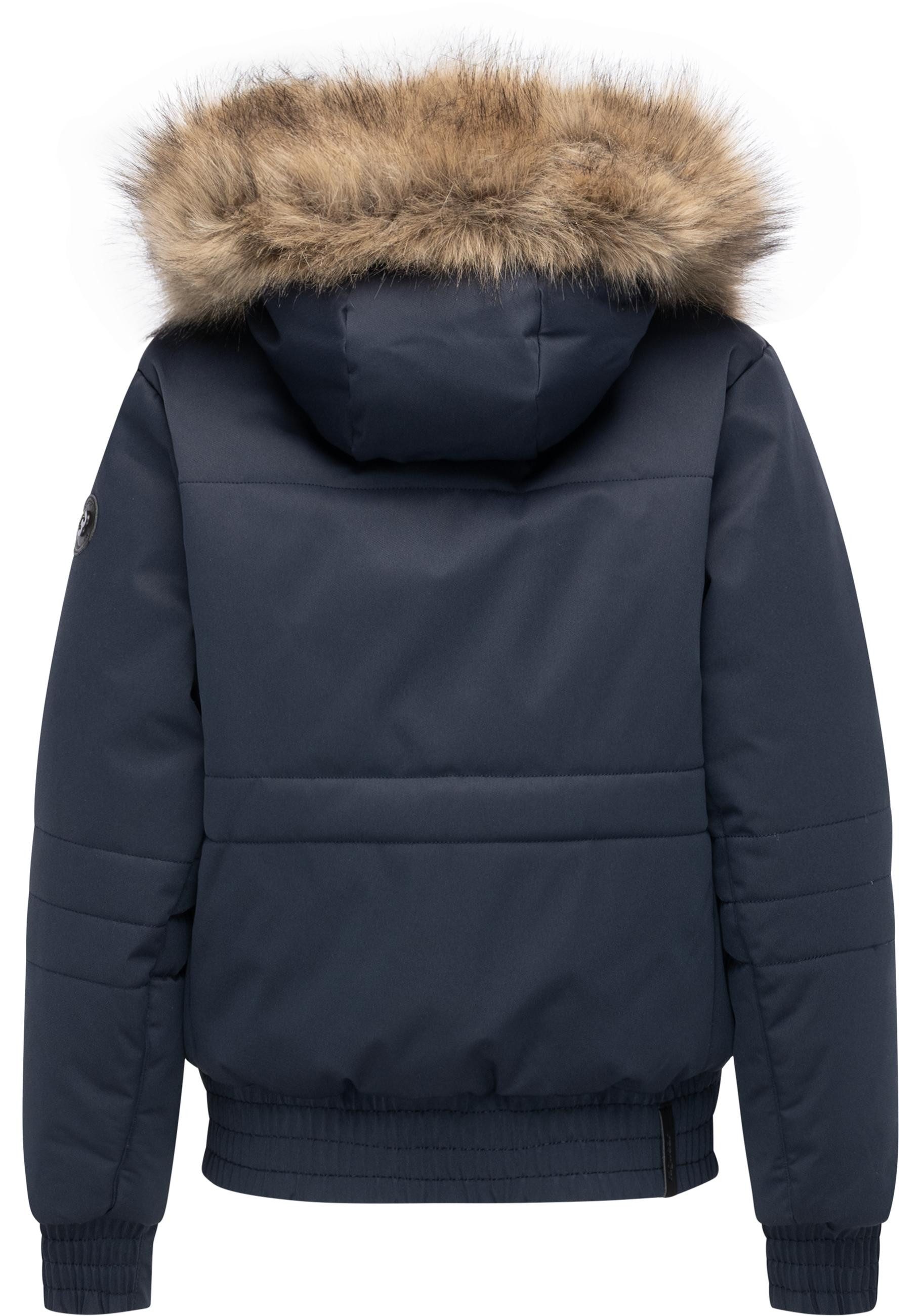 Ragwear Winterjacke Deluxia YOUMODO modische Damen Bomberjacke mit Kunstfell