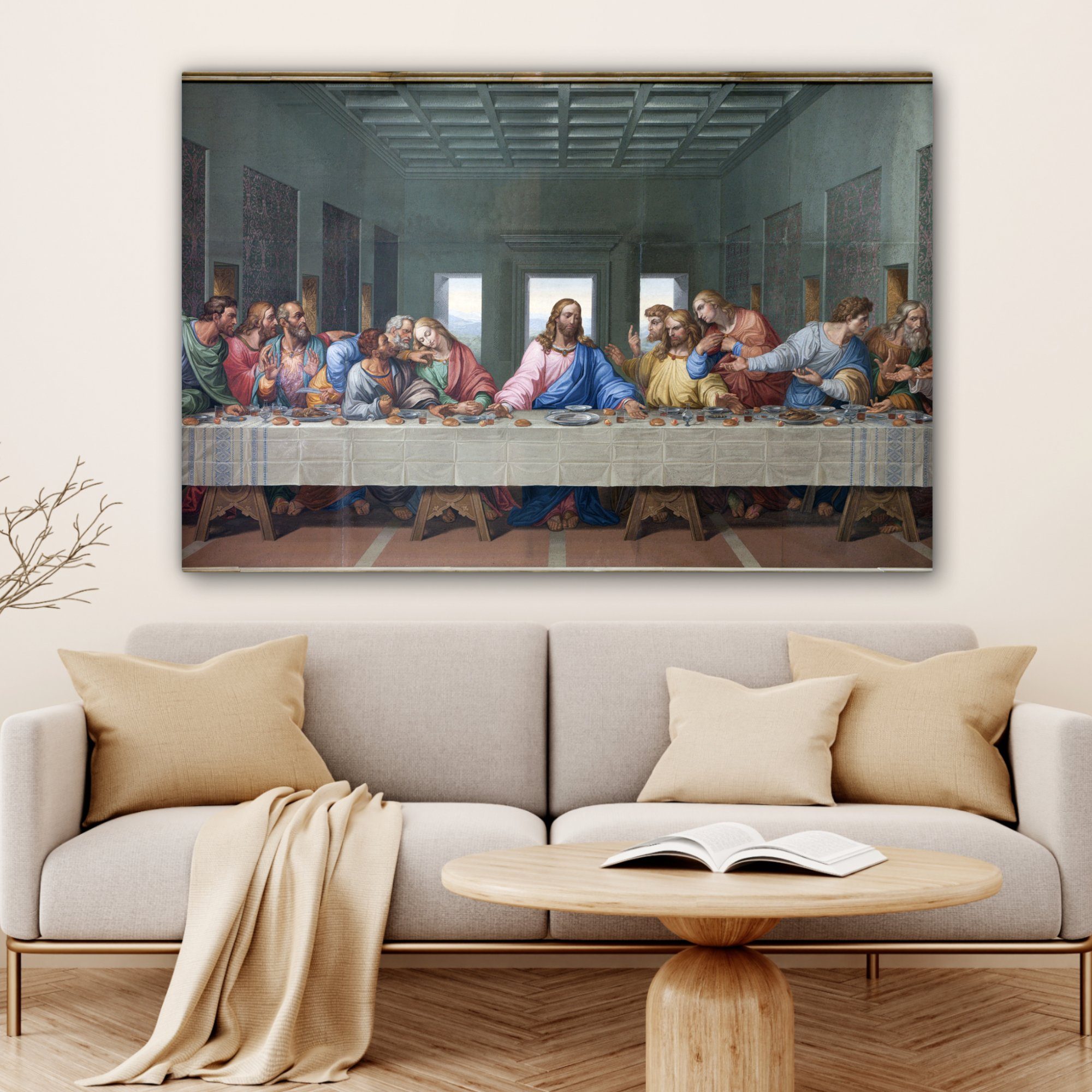 120x80 cm XXL, - letzte Vinci, Leonardo Das alle OneMillionCanvasses® Wandbild Leinwandbild (1 bunt Abendmahl Gemälde, da großes, St), Wohnbereiche, für