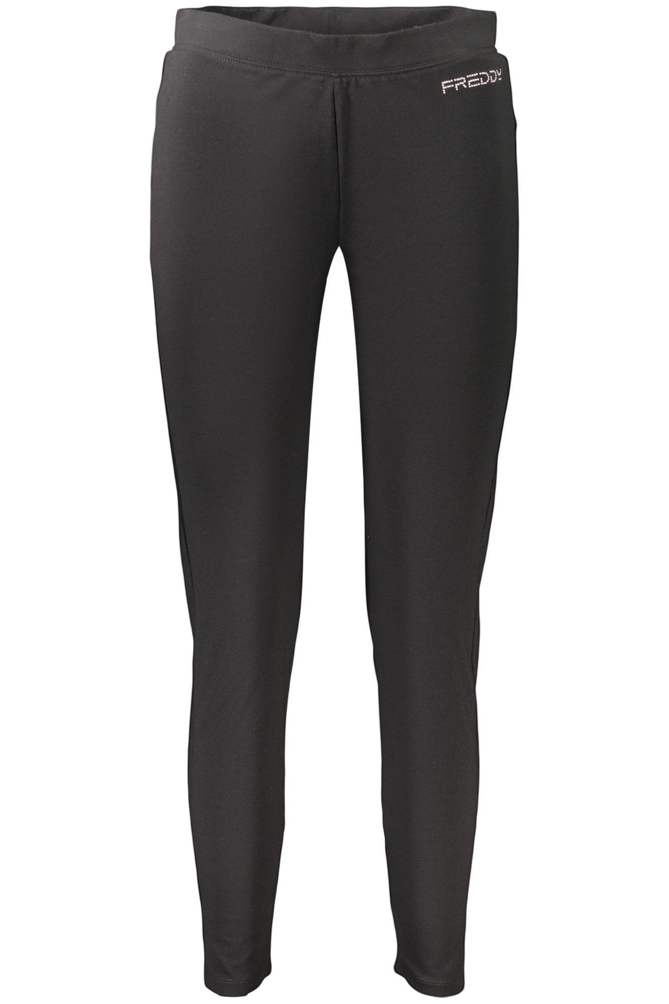 Freddy 5-Pocket-Hose Stylische Damen Leggings in Schwarz mit Applikation und Logo-Details