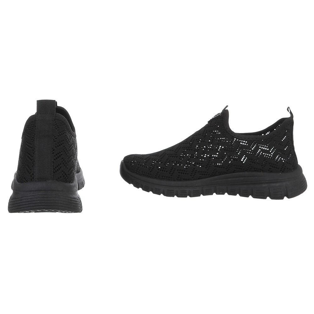 Ital-Design Sportlicher Damenschuh mit atmungsaktivem Obermaterial Slip-On Sneaker (88843504) Keilabsatz/Wedge Sneakers Low in Schwarz