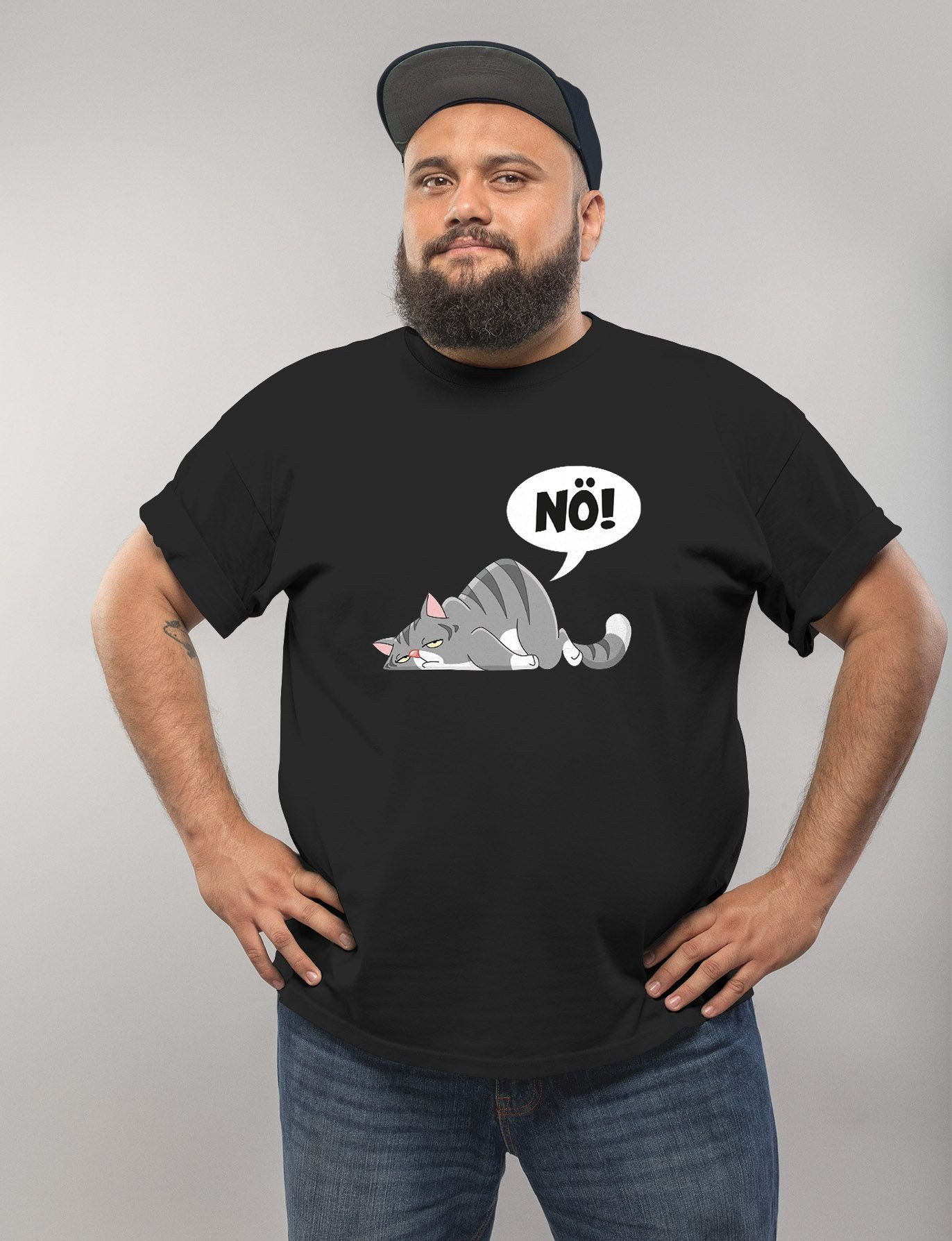 MoonWorks Print-Shirt Herren T-Shirt Nö! Nein Katze pupsen furzen kein Bock günstig online kaufen