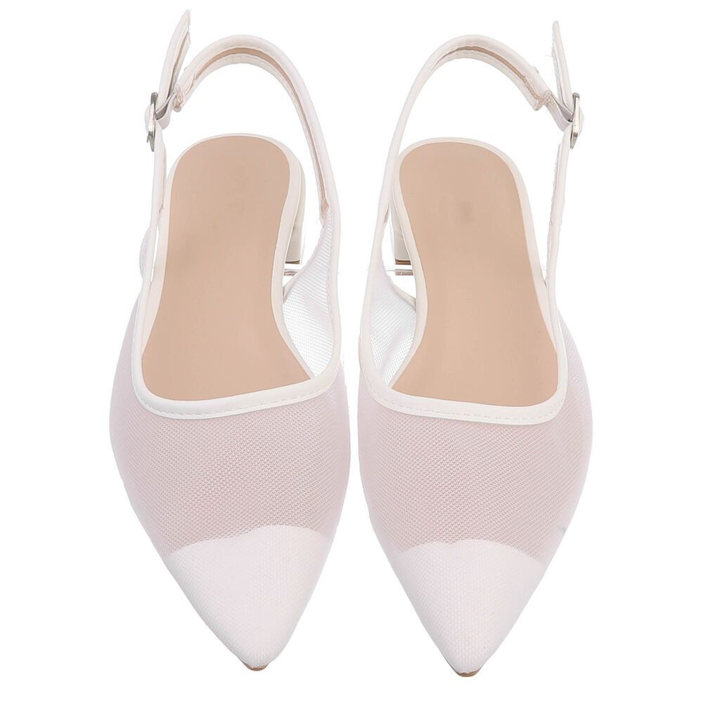 Ital-Design Elegante Sling-Pumps mit atmungsaktivem Obermaterial und Blockabsatz Schnürpumps (91512342) Blockabsatz Schnür- & Riemchenpumps in Weiß – Bild 4 von 5