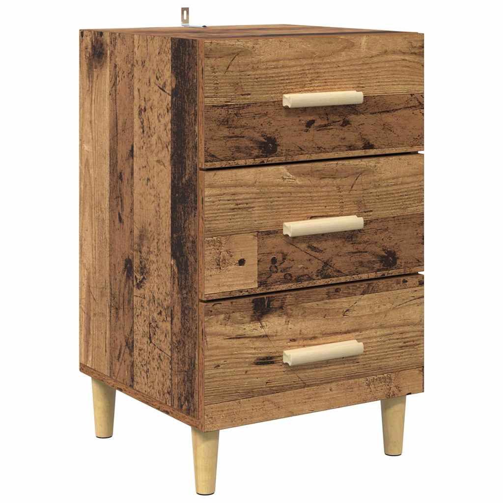 vidaXL Nachttisch Nachttisch mit Schubladen Altholz 40 x 40 x 66 cm Holzwerkstoff