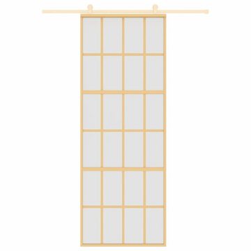 vidaXL Zimmertür Schiebetür Golden 76x205 cm Matt ESG-Glas und Aluminium Zimmertür Inne