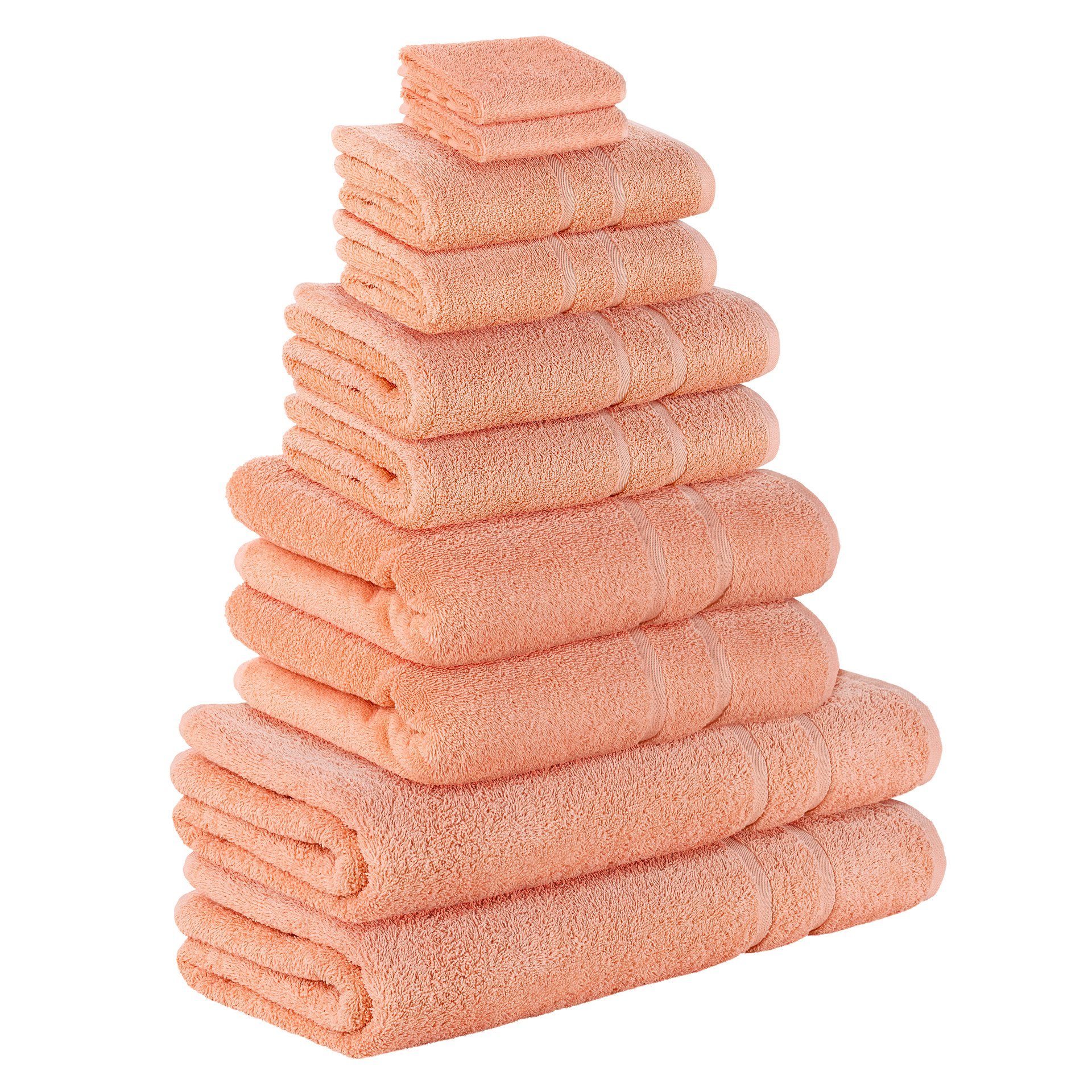 StickandShine Handtuch Set 2x Saunatücher GSM Frottee SET Pack, Baumwolle Farben Gästehandtuch Handtuch Handtücher 10er 2x Teilig) verschiedenen als Badetücher in Frottee (10 500 (Spar-SET), 100% 2x Duschtücher Peach 2x 2x 500GSM Baumwolle 100