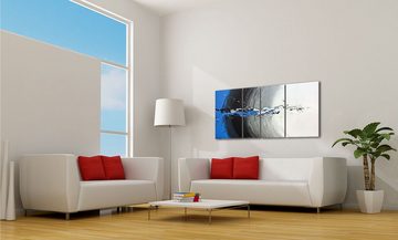 WandbilderXXL Gemälde Blue Light Splash 170 x 70 cm, Abstraktes Gemälde, handgemaltes Unikat