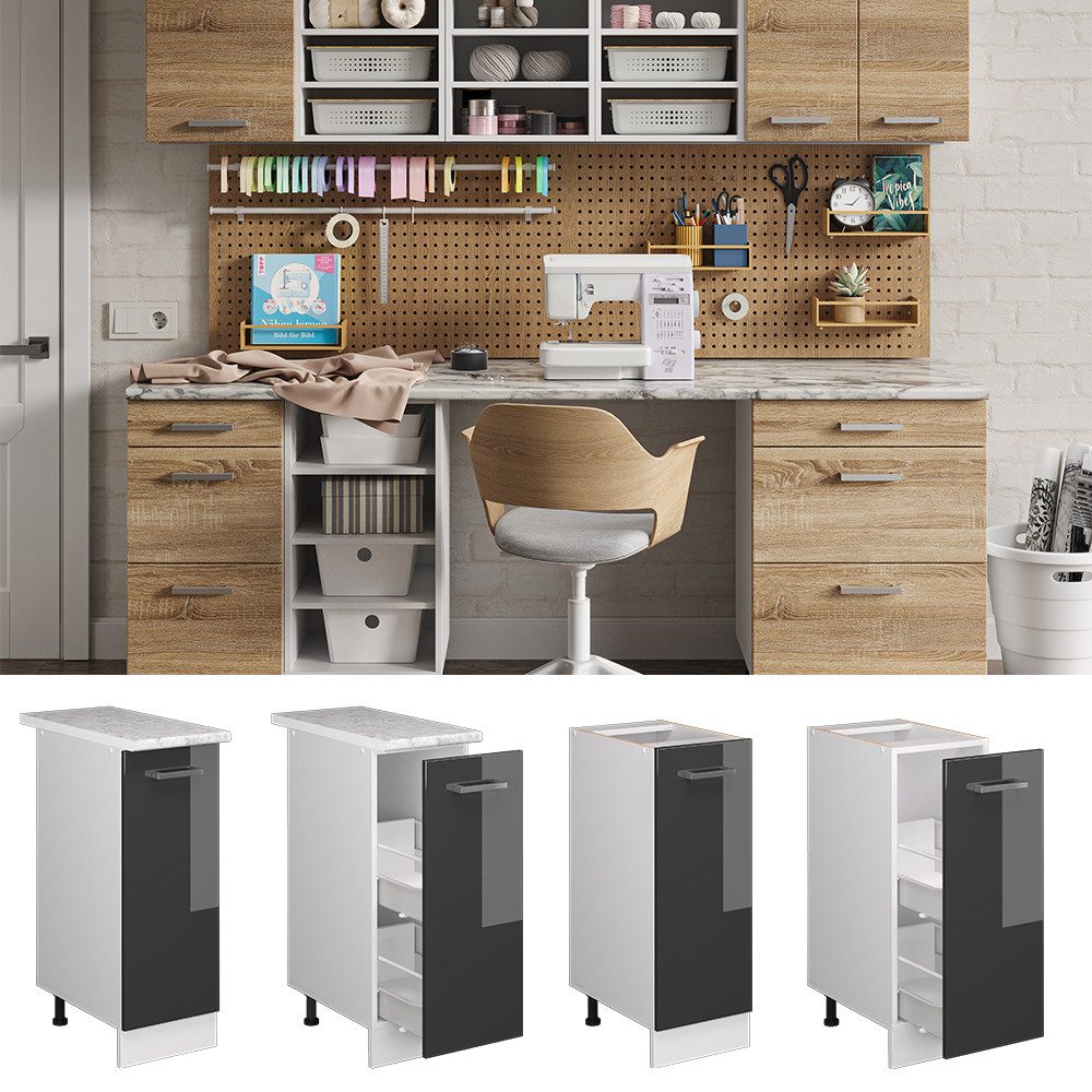 Vicco Schranksystem R-Line, Anthrazit Hochglanz/Weiß, 30 günstig online kaufen