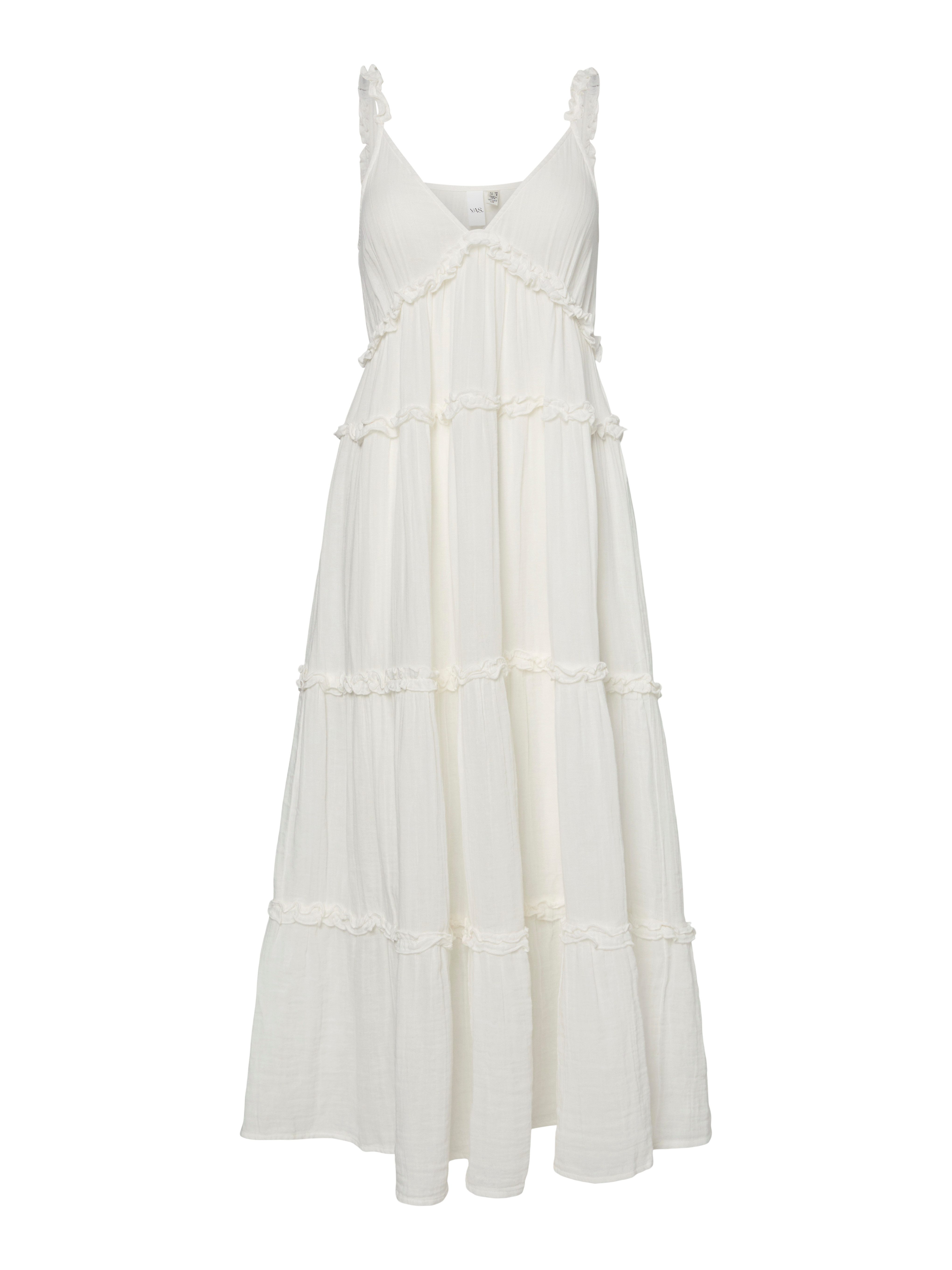 Y.A.S Trägerkleid YASANINA SL ANKLE DRESS S. NOOS Sommerkleid mit Rüschen, knöchellang, Baumwolle