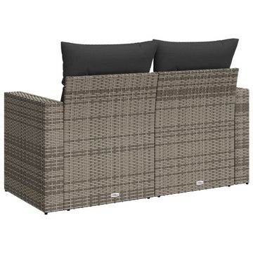 vidaXL Gartenbank Gartensofa 2-Sitzer mit Kissen Grau Polyrattan Außenbereich