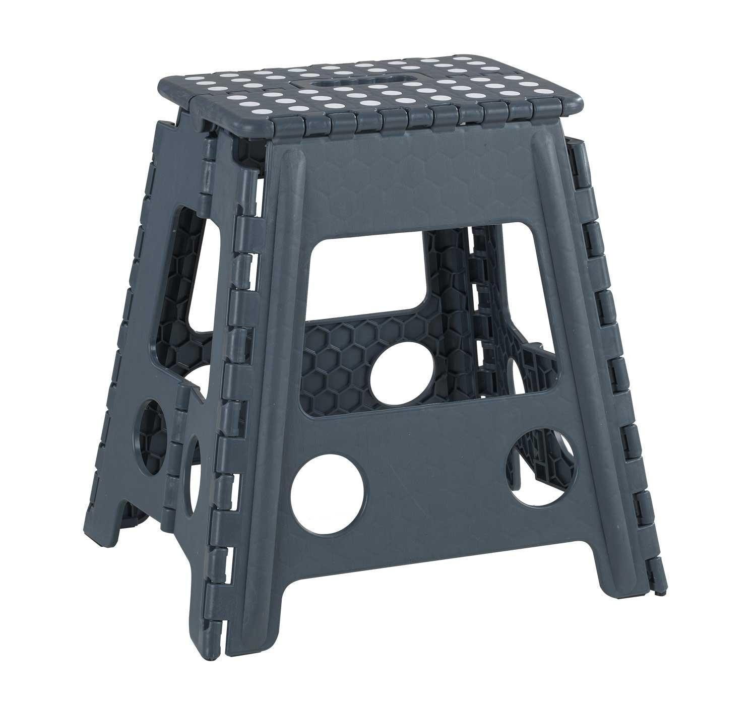 Hocker Klapphocker, Klappbar, Grau, Weiß, Kunststoff
