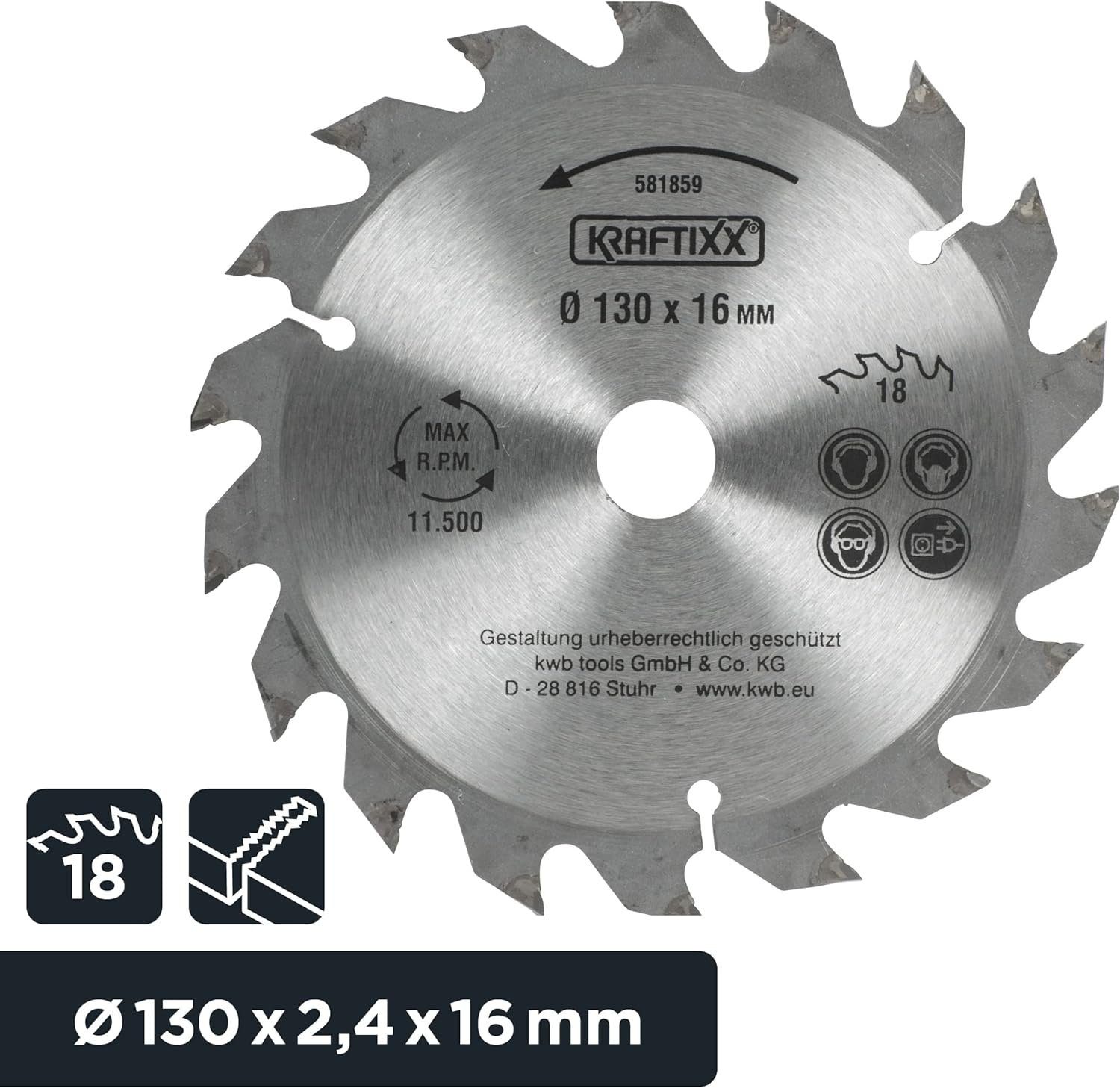 Sägeblatt / kwb mm 18Z kwb 1,4 HM x TCT Hartmetall 16 130x2,4 Bohrfutter