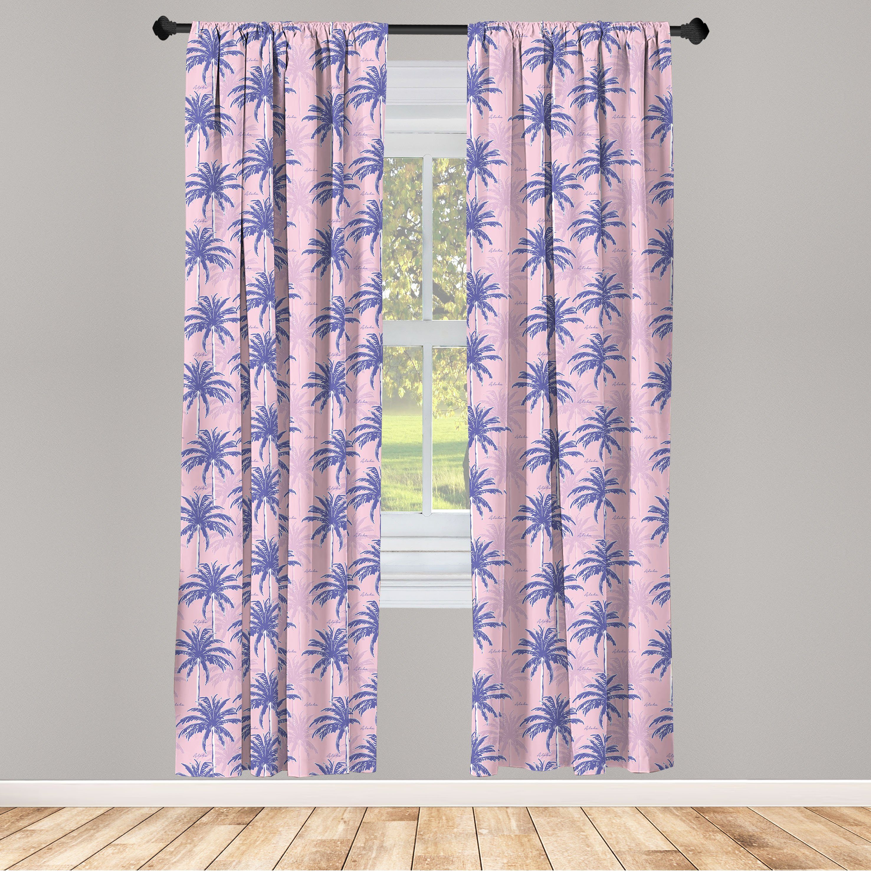 Gardine Vorhang für Wohnzimmer Schlafzimmer Dekor, Abakuhaus, Microfaser, Exotisch Zusammenfassung Jungle Palms Aloha