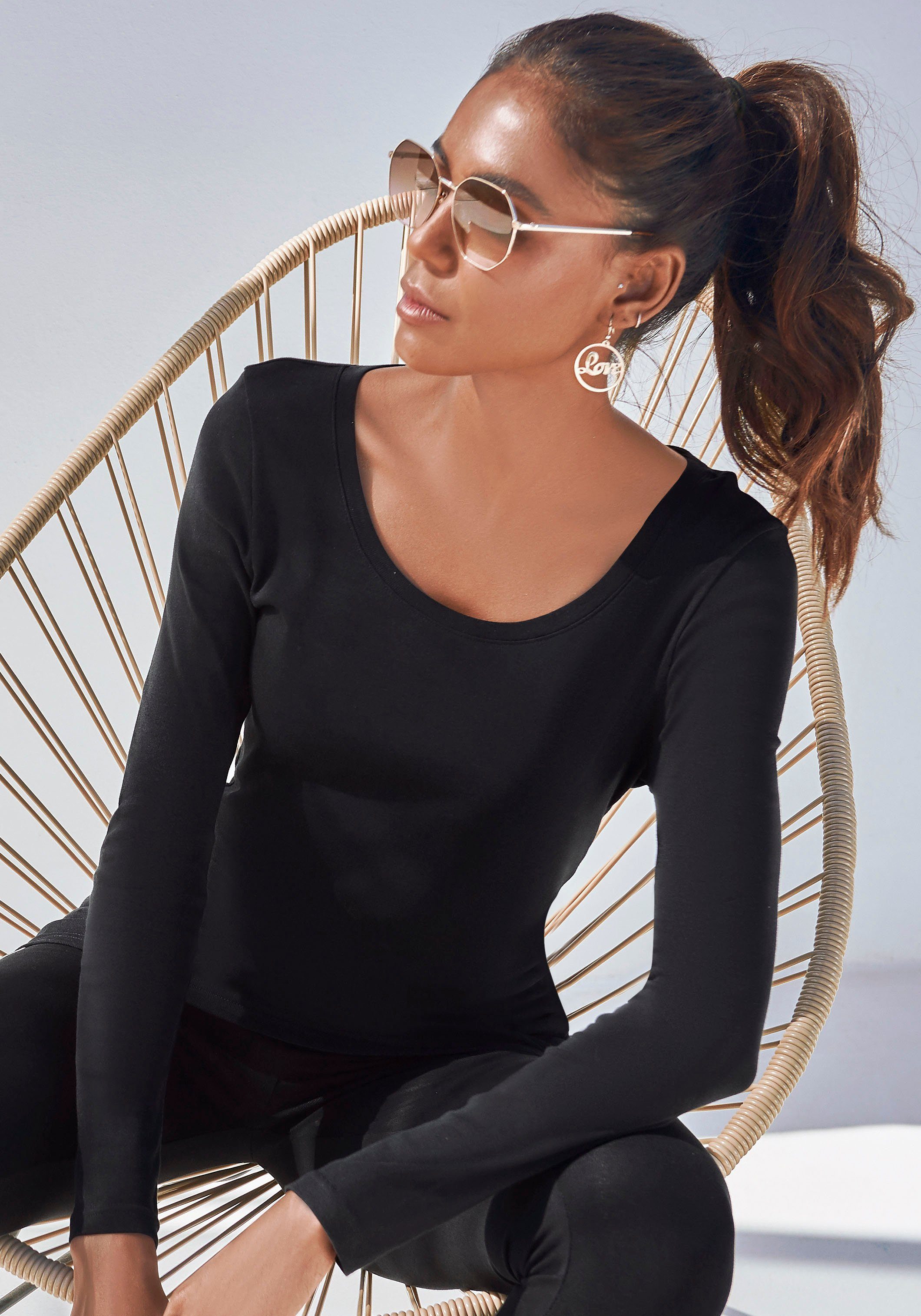 Bench. Langarmshirt aus feiner Rippware (2er-Pack) aus weicher Baumwoll-Qualität. Reduzierter Preis € 34,99. Unverbindliche Preisempfehlung € 39,99, (€ 17,50 pro 1 Stk)