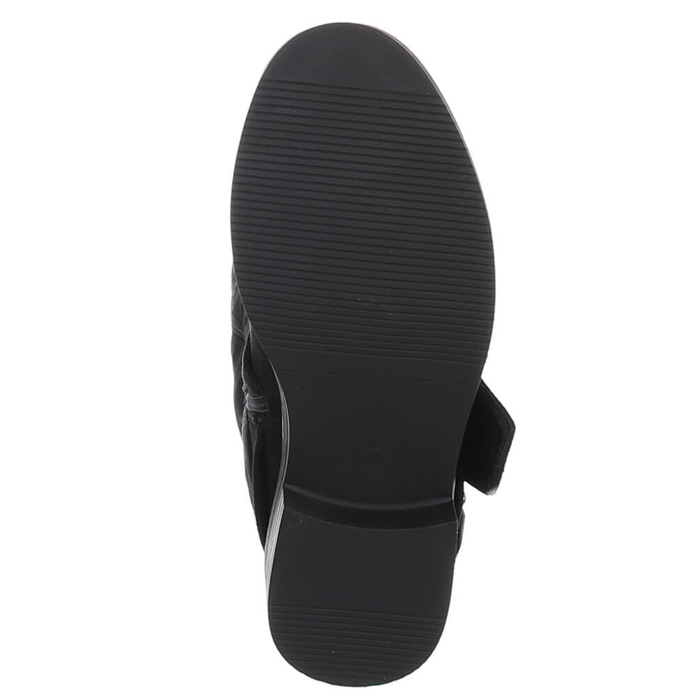 Ital-Design Hochwertige Damenstiefel mit Schnallen für Freizeit und Alltag Westernstiefel (90169563) Blockabsatz Flache Stiefel in Schwarz