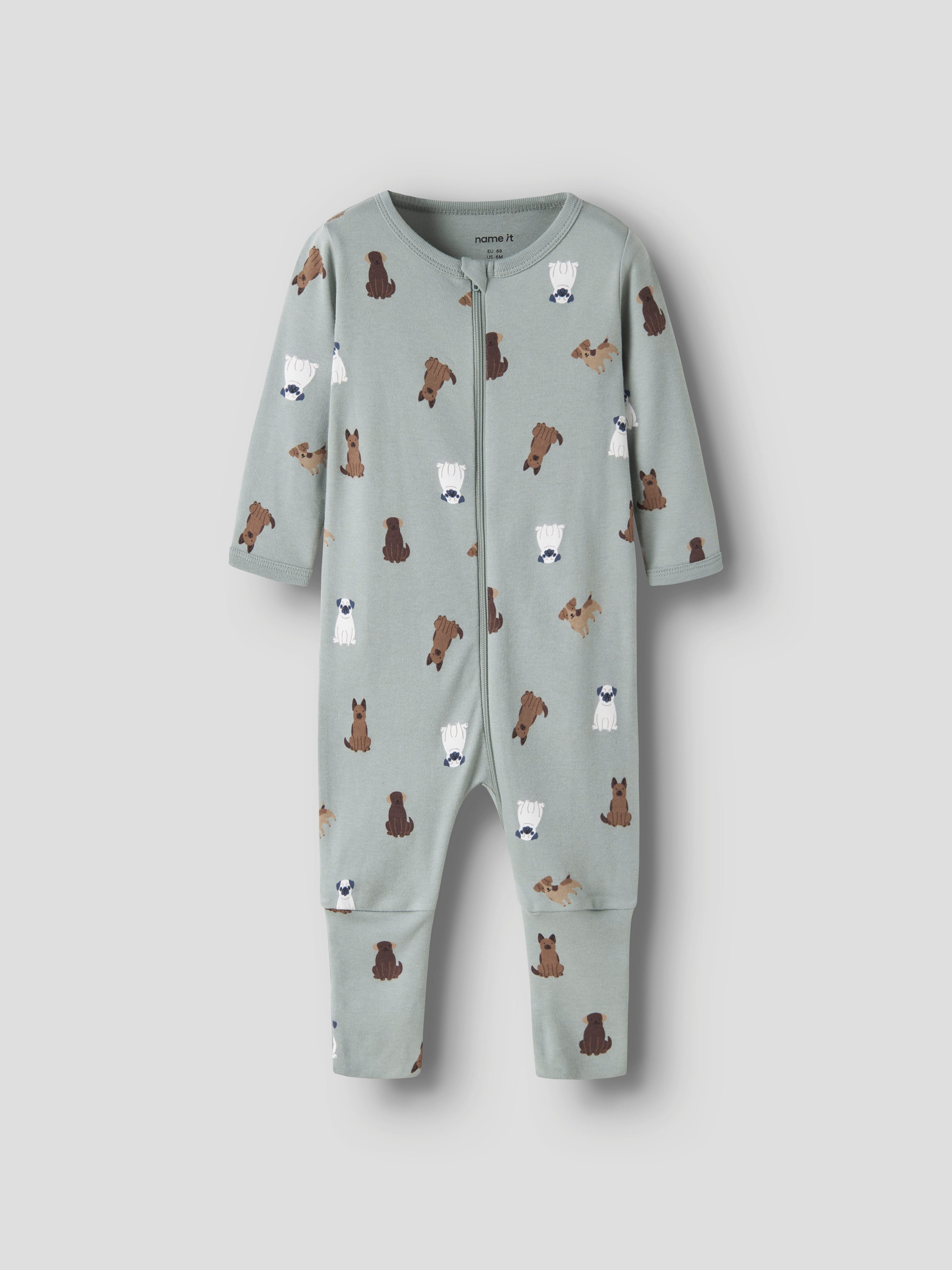 Name It Schlafanzug NBMNIGHTSUIT 2P ZIP FF DOG NOOS (Packung, 2 tlg) aus Baumwolle und Jersey, lockere Passform, mit Säumen zum Umschlagen