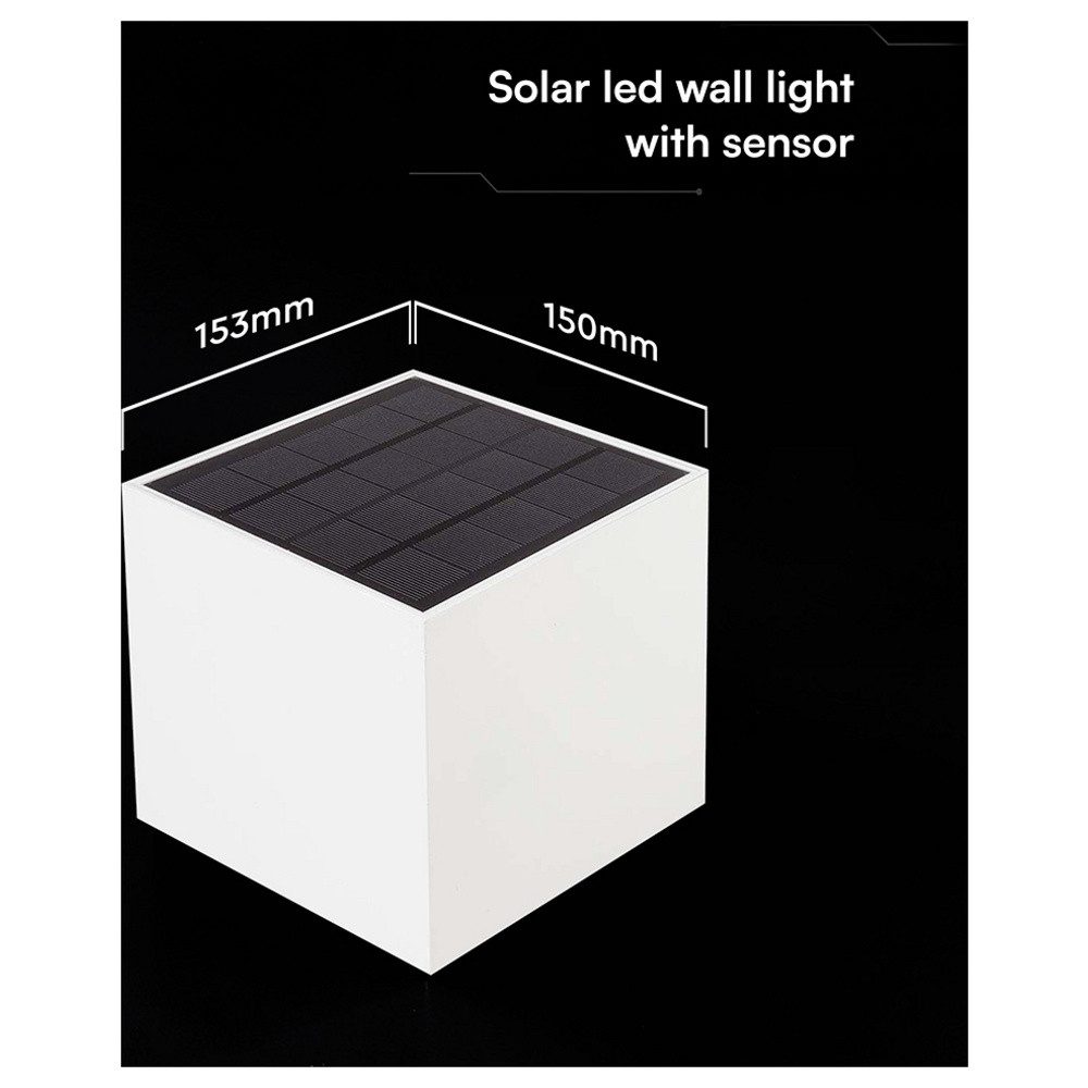 V-TAC Außen-Wandleuchte V-TAC VT-409CCT-W 24063-1 Solar-Außenwandleuchte mit Bewegungsmelder