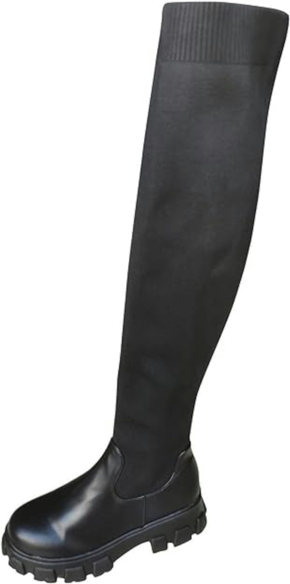 UE Stock Damen Overknee Stiefel Strumpfstiefel mit Blockabsatz Gr. 41 Schwarz Overkneestiefel Komfort für den Alltag