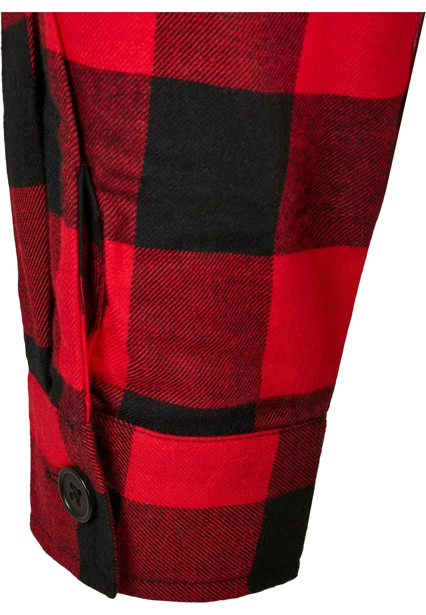 URBAN CLASSICS (1-tlg) Oversized black-red Short Damen Langarmhemd Ladies Shirt Check