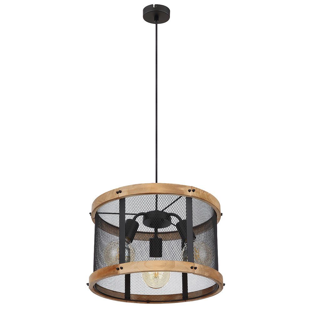 GLOBO LIGHTING Pendelleuchte, Leuchtmittel nicht inklusive, Hängeleuchte Wohnzimmerlampe Metall Holz dunkelbraun 3 Flammig H 120cm