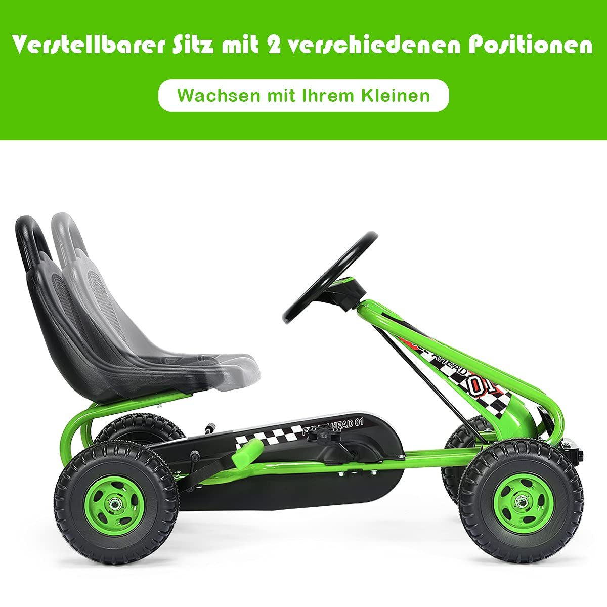 COSTWAY Go-Kart, Tretauto, Tretfahrzeug, Kinderfahrzeug, ab 3 Jahren