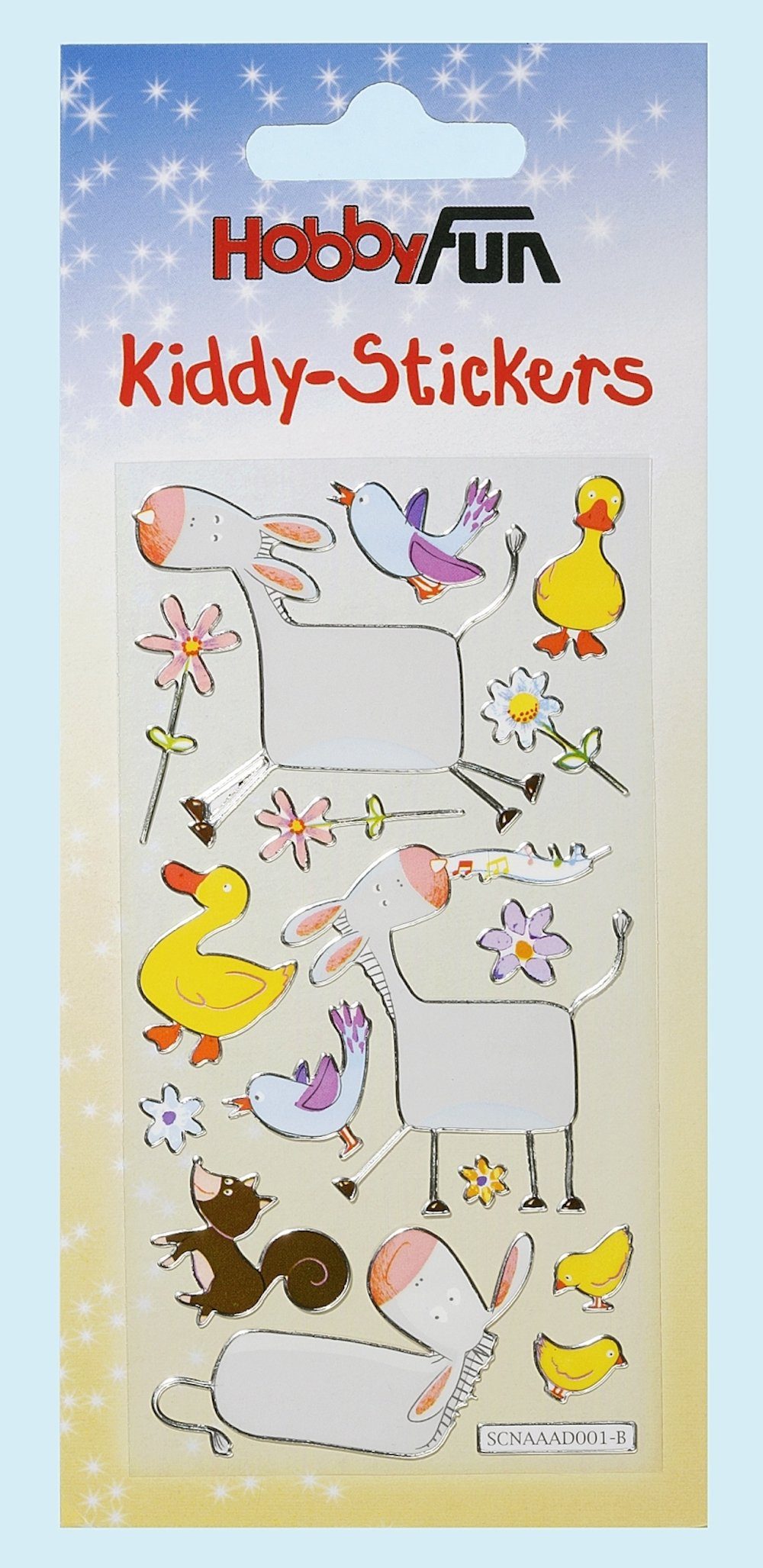 HobbyFun Aufkleber Kiddy-Stickers, Foliensticker, Tiere V, 1 Bogen