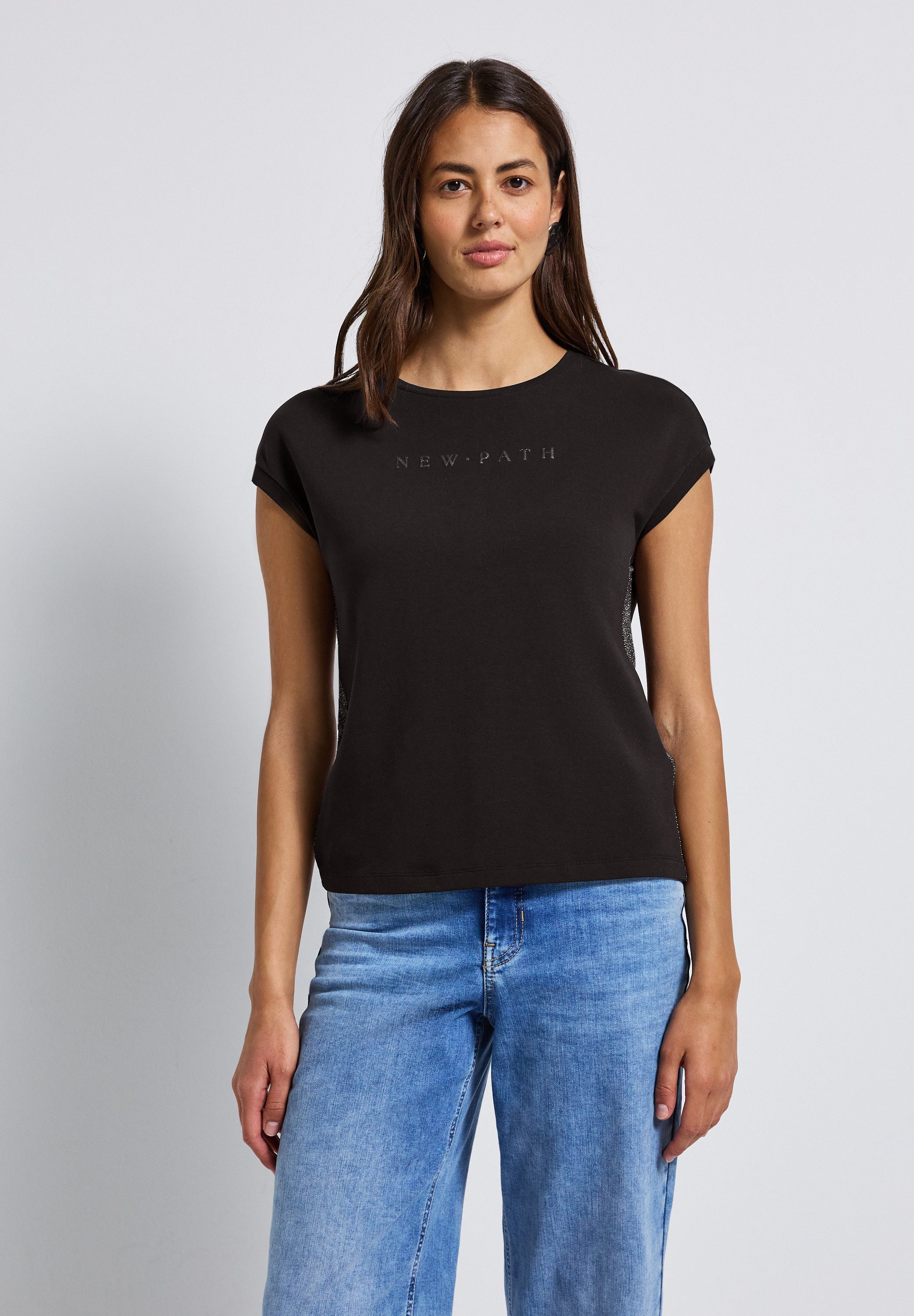 STREET ONE T-Shirt mit Glitzer-Wording-Print