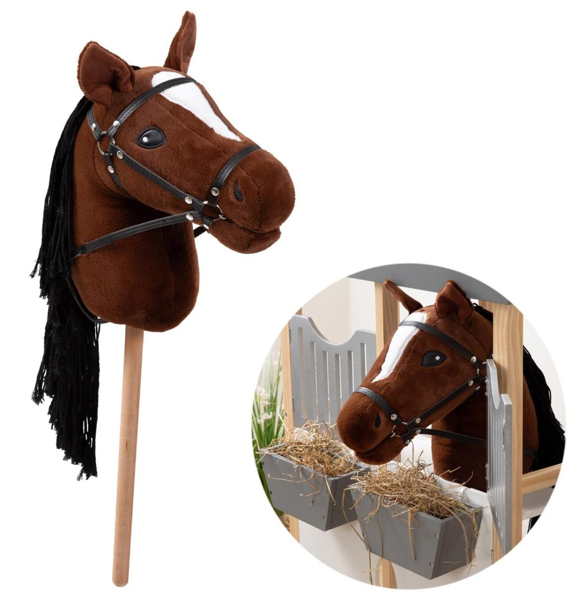 ELLA & PIET® Steckenpferd Großes Hobby Horse DONNA mit Tasche (Braun)