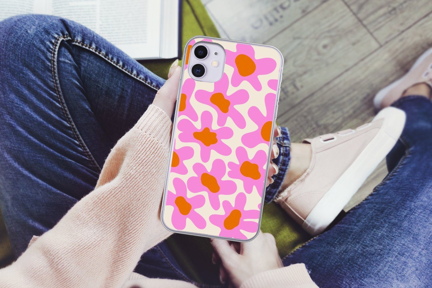 MuchoWow Handyhülle für Apple iPhone 11 Blume - Rosa - Muster, Smartphone-Bumper, Print, Handy Schutzhülle Dünn