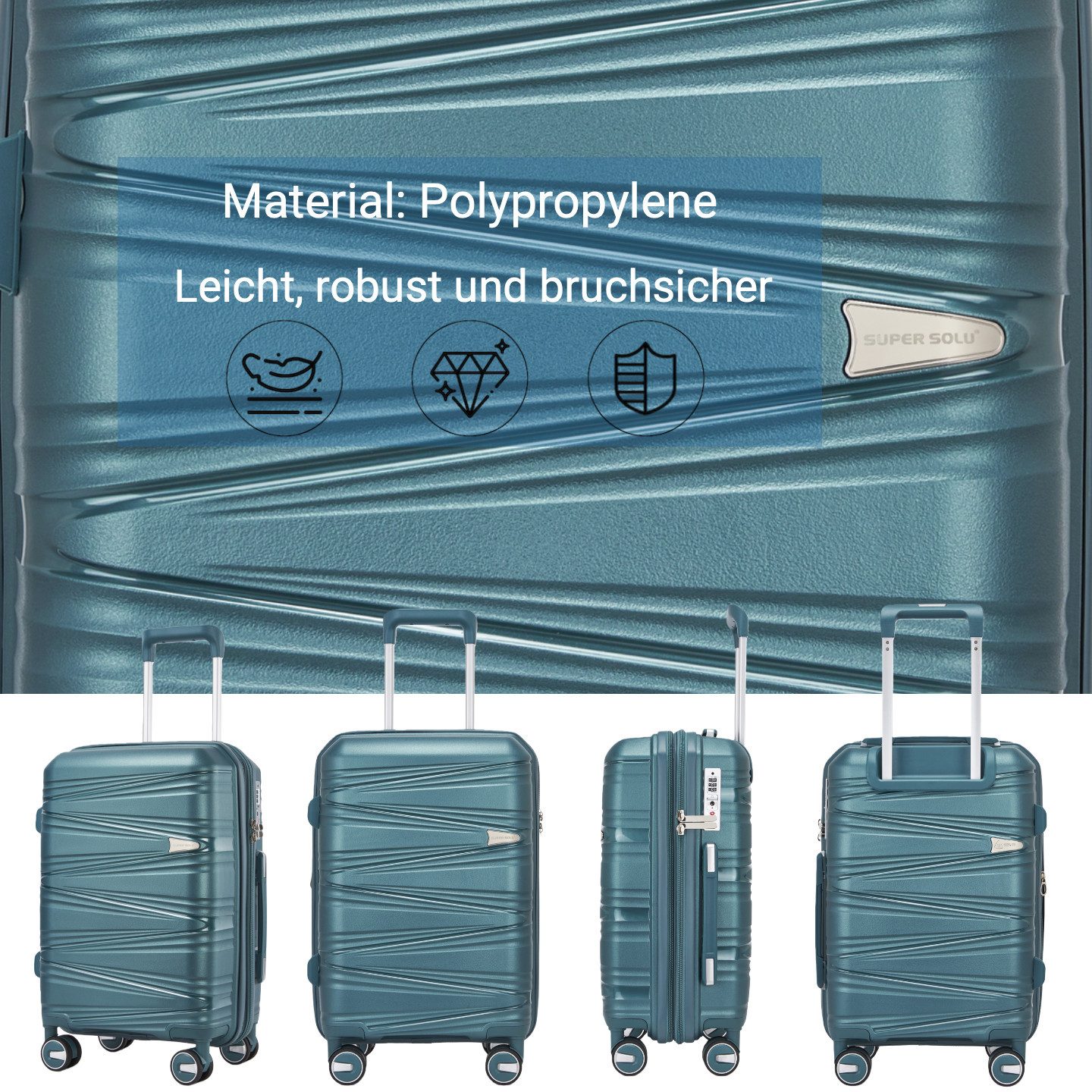 Super Solu Hartschalen-Trolley 20 Zoll Hartschalenkoffer aus Polypropylen, günstig online kaufen