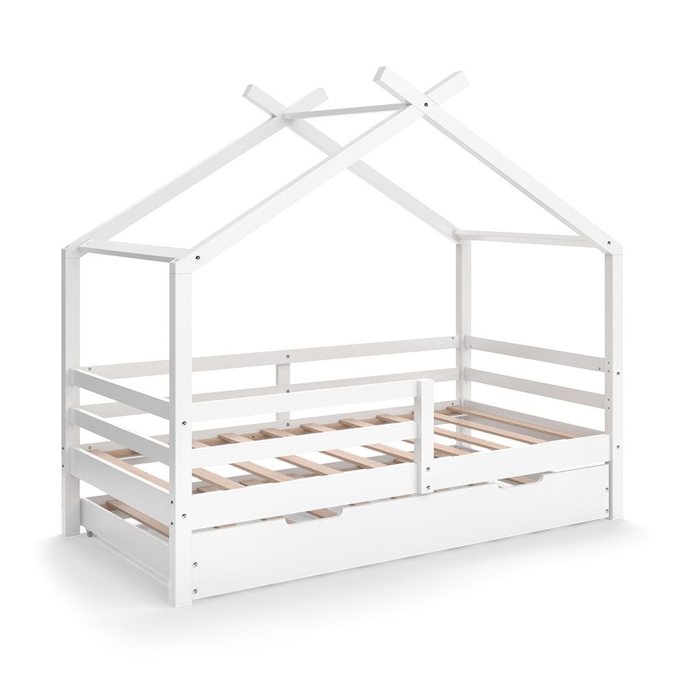 VitaliSpa® Hausbett Luni, Weiß, 160 x 80 cm mit ausziehbarem Gästebett (2-tlg)