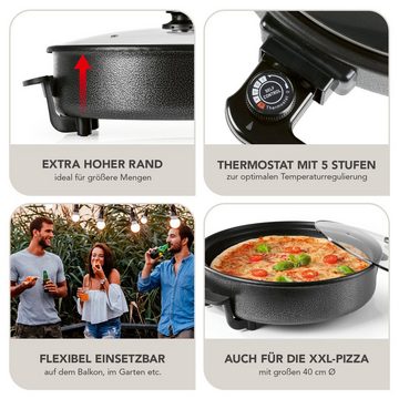 GOURMETmaxx Elektrische Pizzapfanne mit Deckel 1500W schwarz 40cm, 1500,00 W